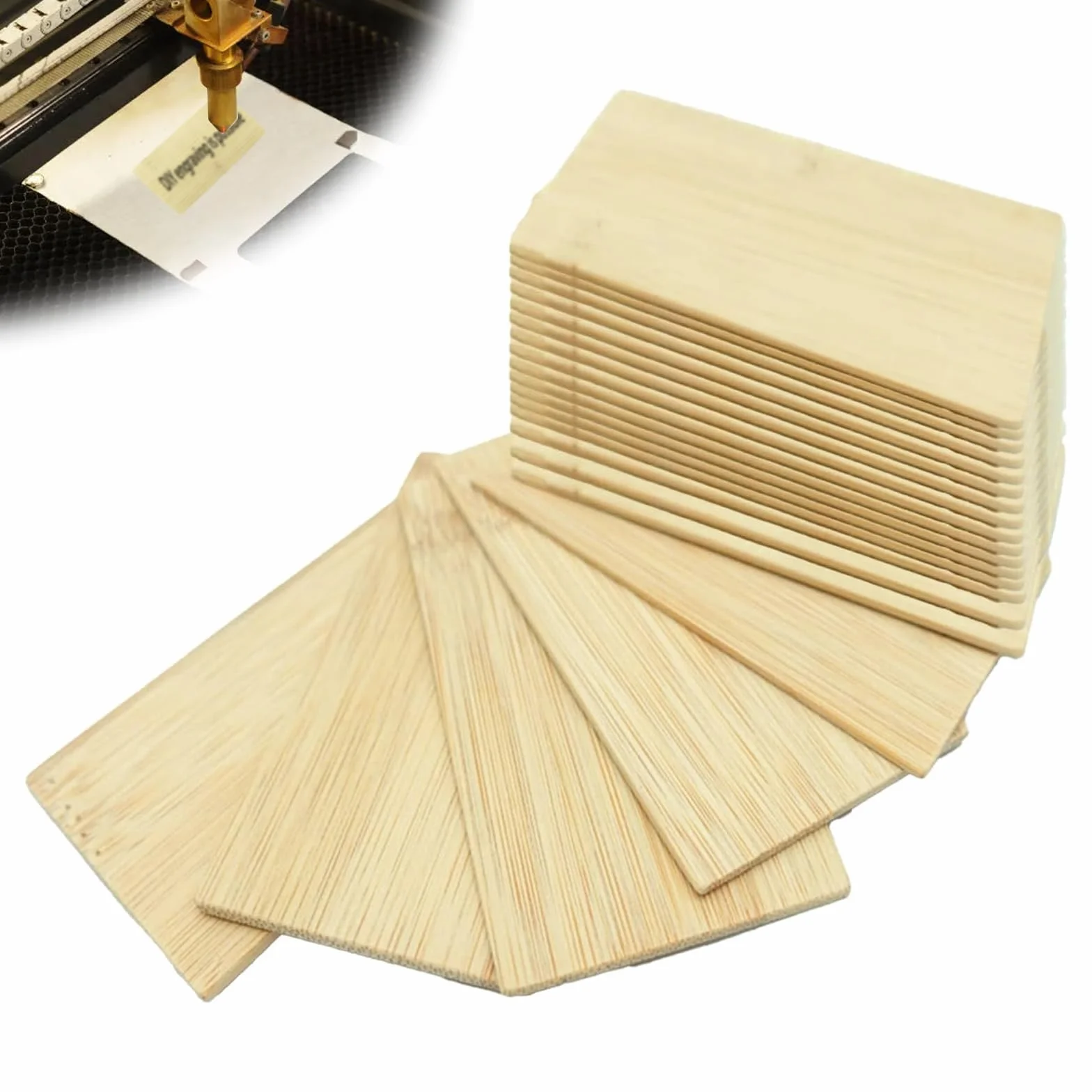 Fogli di Bambù Inciso per Biglietti da Visita Fai da Te, 20 Pezzi Assi di Legno per Carte Regalo