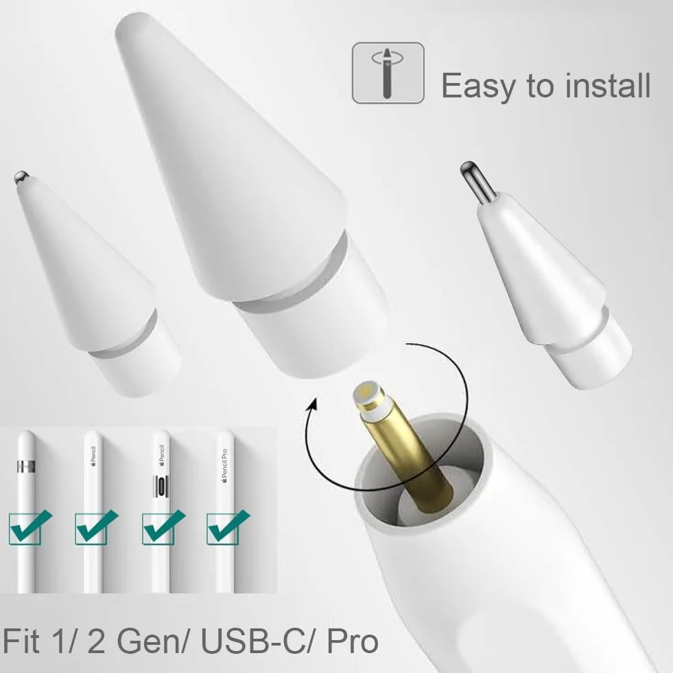 SIXFU Punte Apple Pencil Metallo misto Compatibili con Apple Pencil Pro/1/2/USB-C (4 Pezzi)