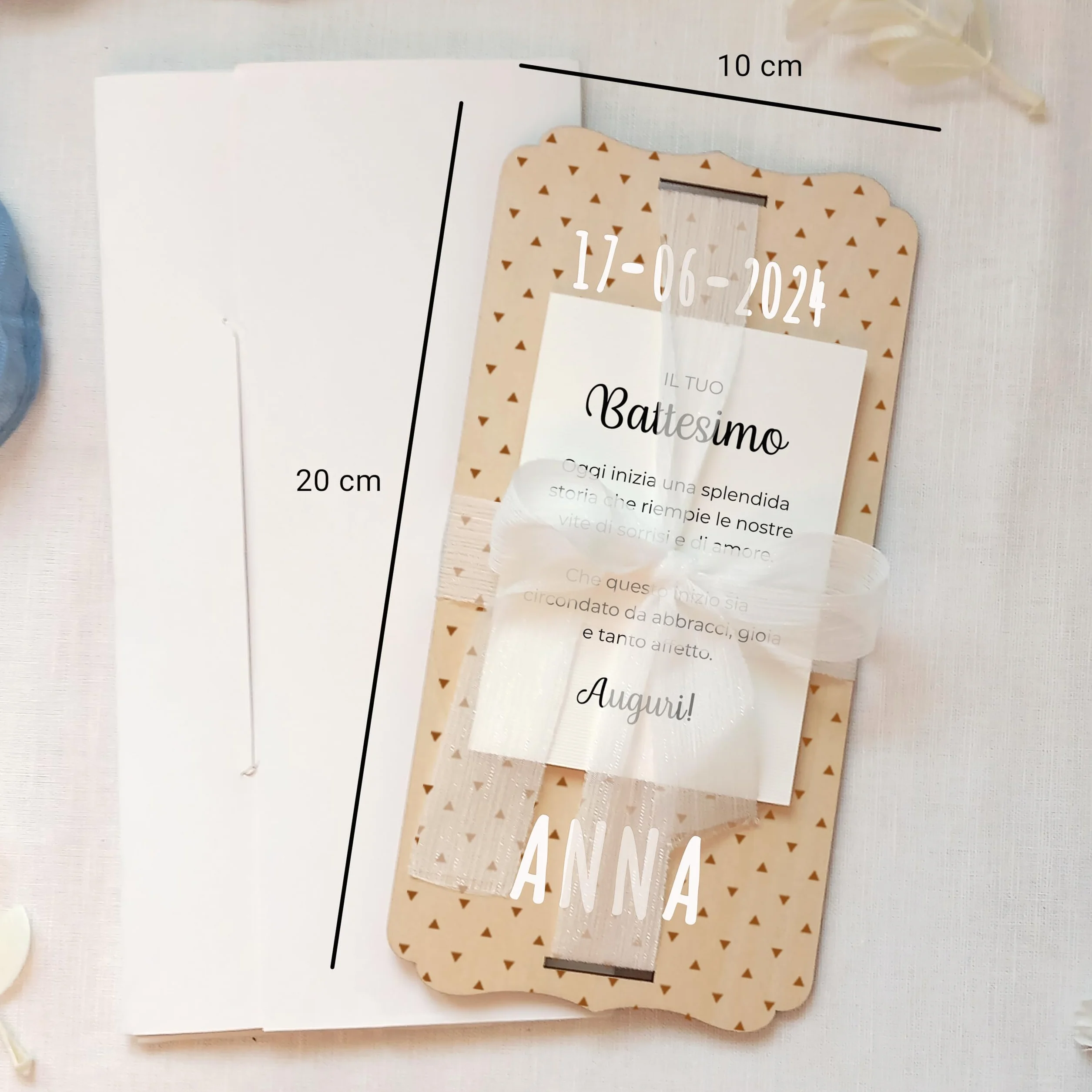 Battesimo carta personalizzata in legno nagu® regalo bambino fiocco busta supporto lettere foto