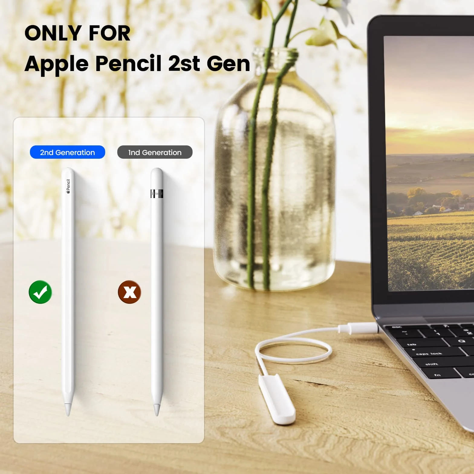 MOGOOD Caricatore Magnetico per Penna Stilo Seconda Generazione con Cavo USB-C