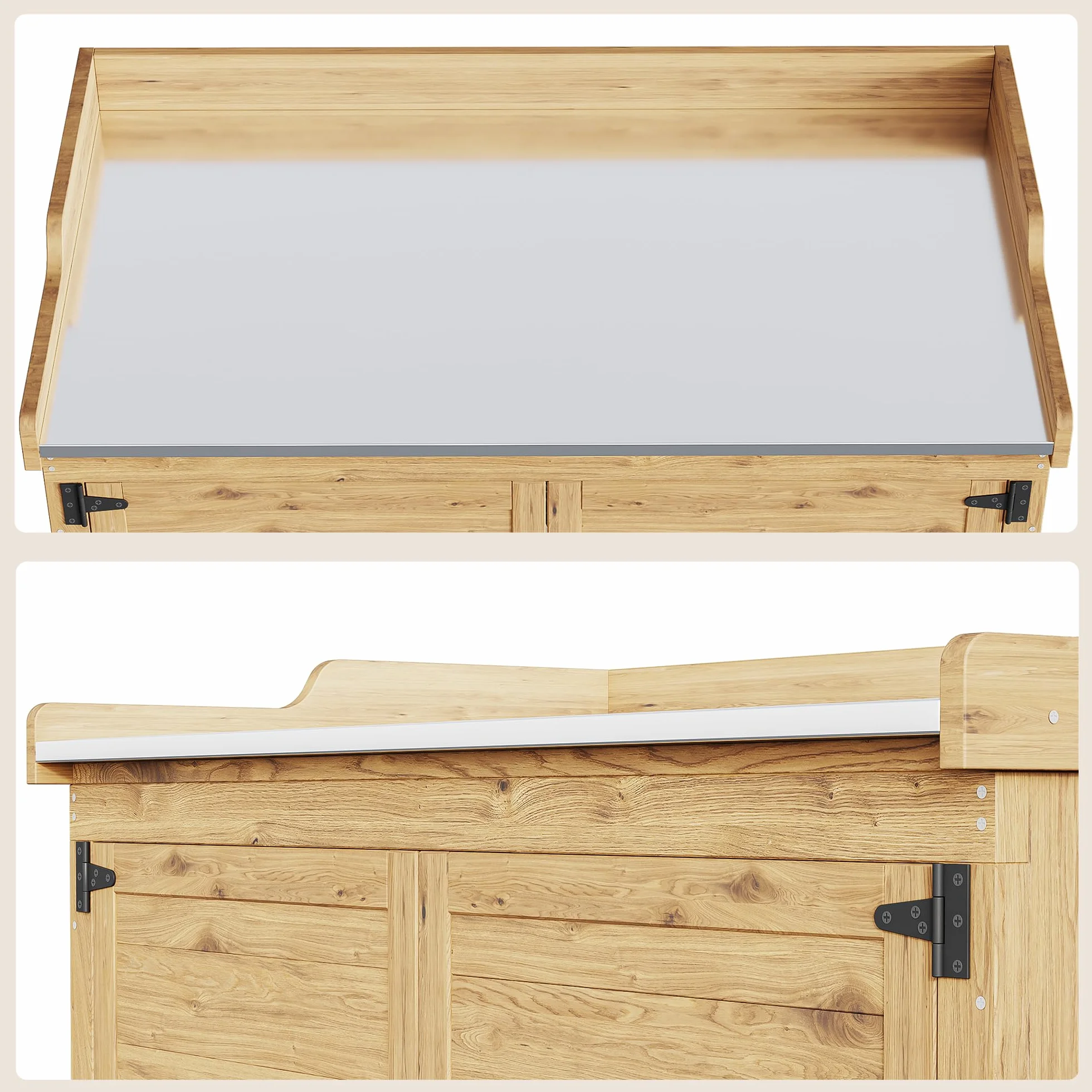 Bealife Tavolo per Piante con Mobile Base in Legno Armadietto da Esterno Naturale 98x48x95 cm