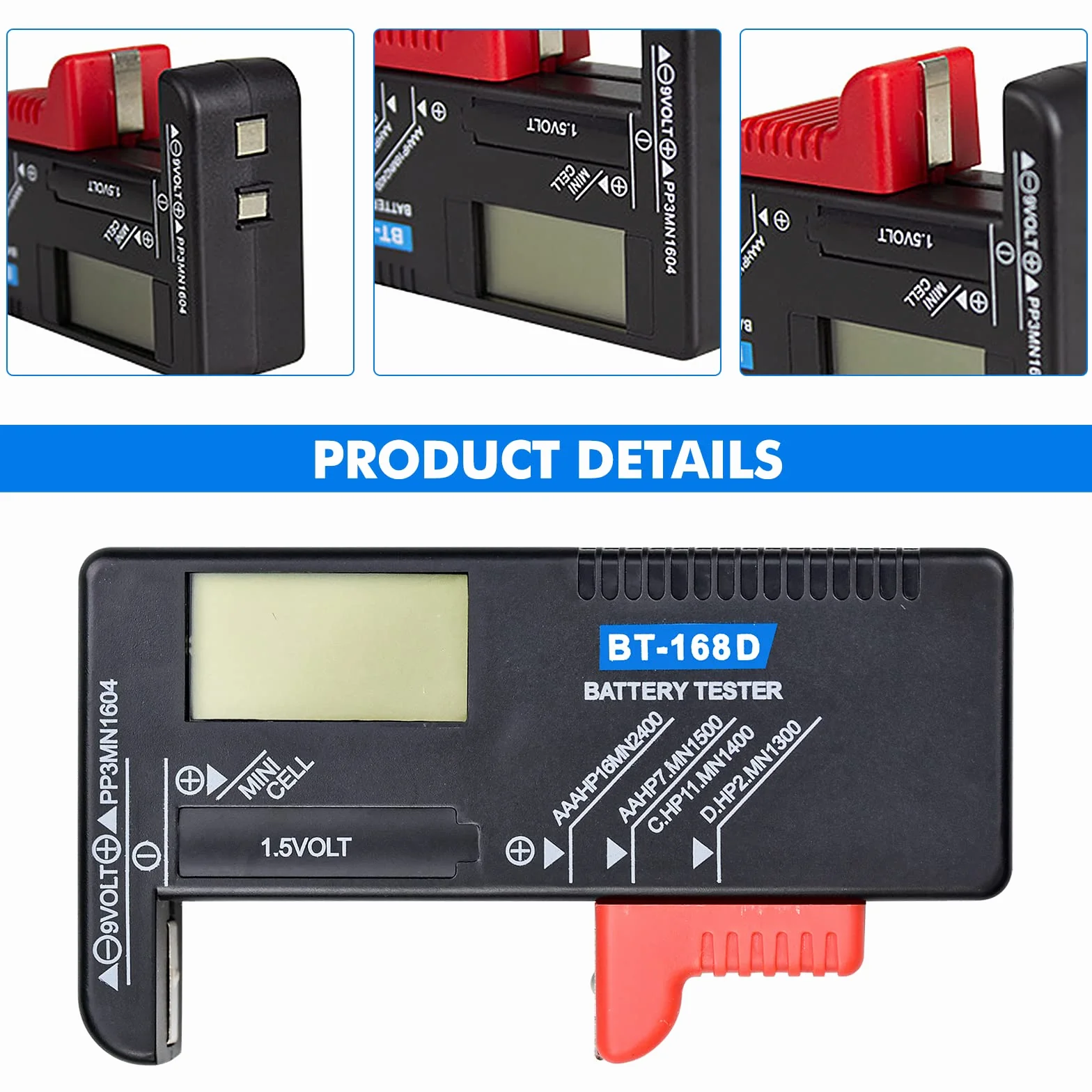 Tester per Batteria Digitali Portatile Universale con LCD Volt Checker