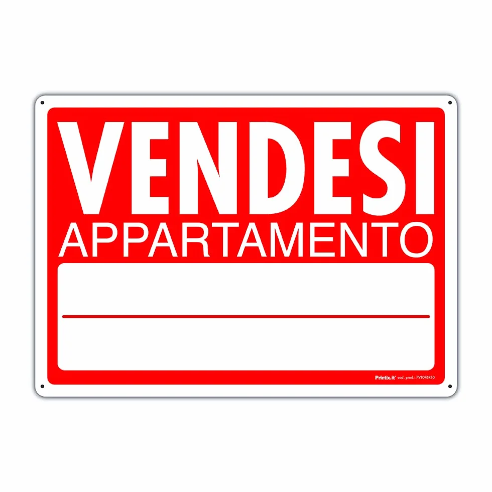 PRINTIX Cartello Vendesi In Polipropilene (PP) Di Spessore 1mm Stampato Con Tecnologia UV Resistente Alle Intemperie Visibilità A Distanza 25cm X 35cm (Vendesi Appartamento)