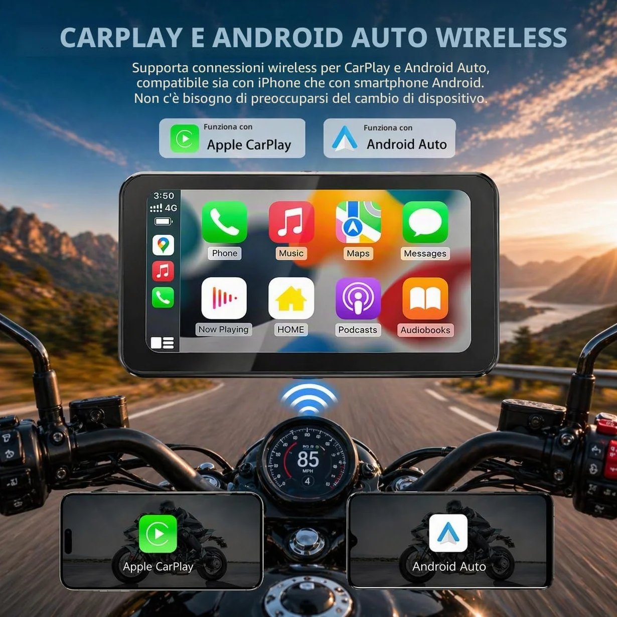 Spedal CL871 6.2 pollici Moto CarPlay Android Auto Screen Impermeabile Navigazione GPS Bluetooth
