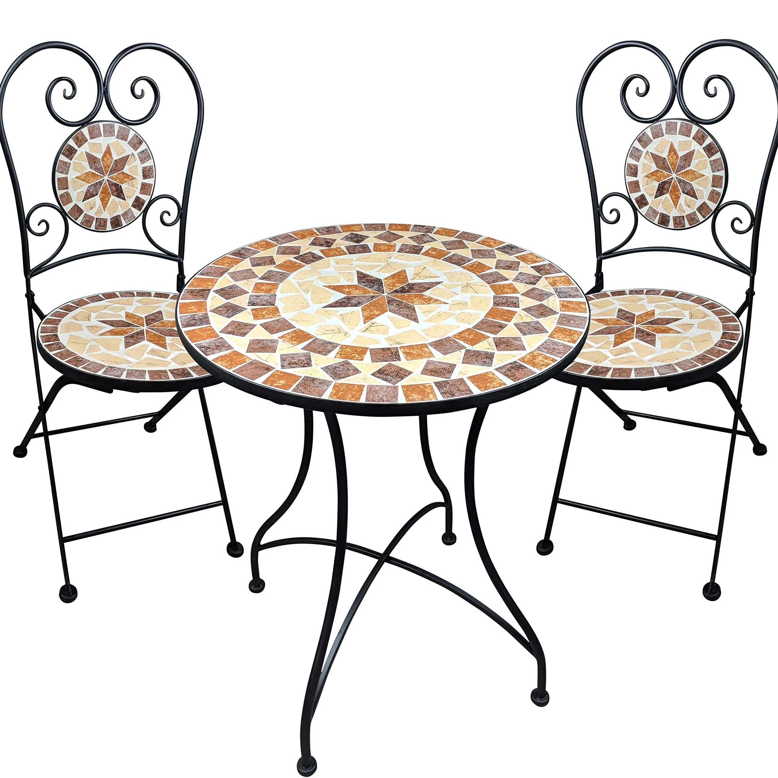 dszapaci Set da giardino: Tavolo di mosaico con 2 sedie