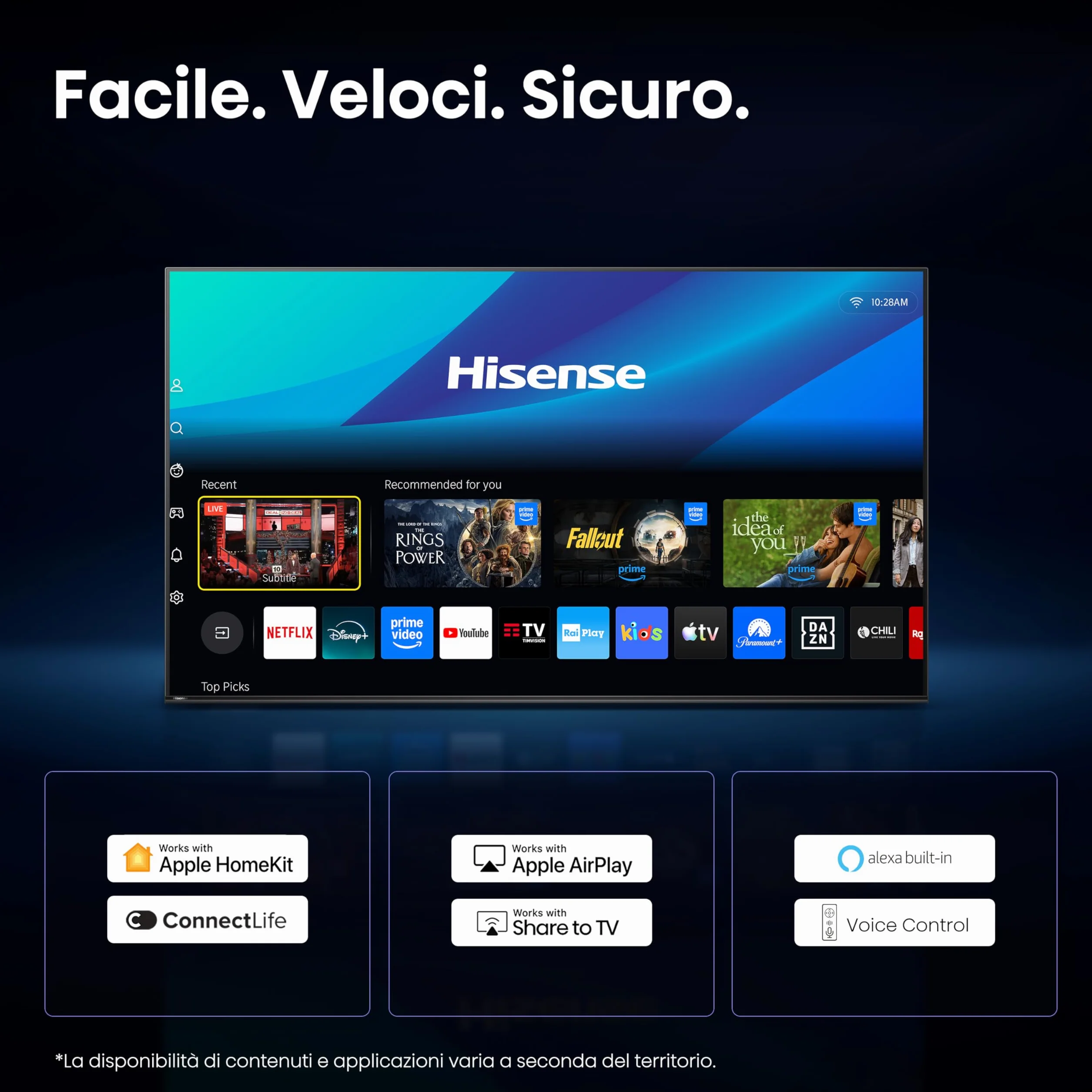 Hisense Smart TV QLED 43" 4K 43E7DS, 60Hz, Dolby Atmos, VIDAA OS, Dolby Vision IQ, HDR 10+