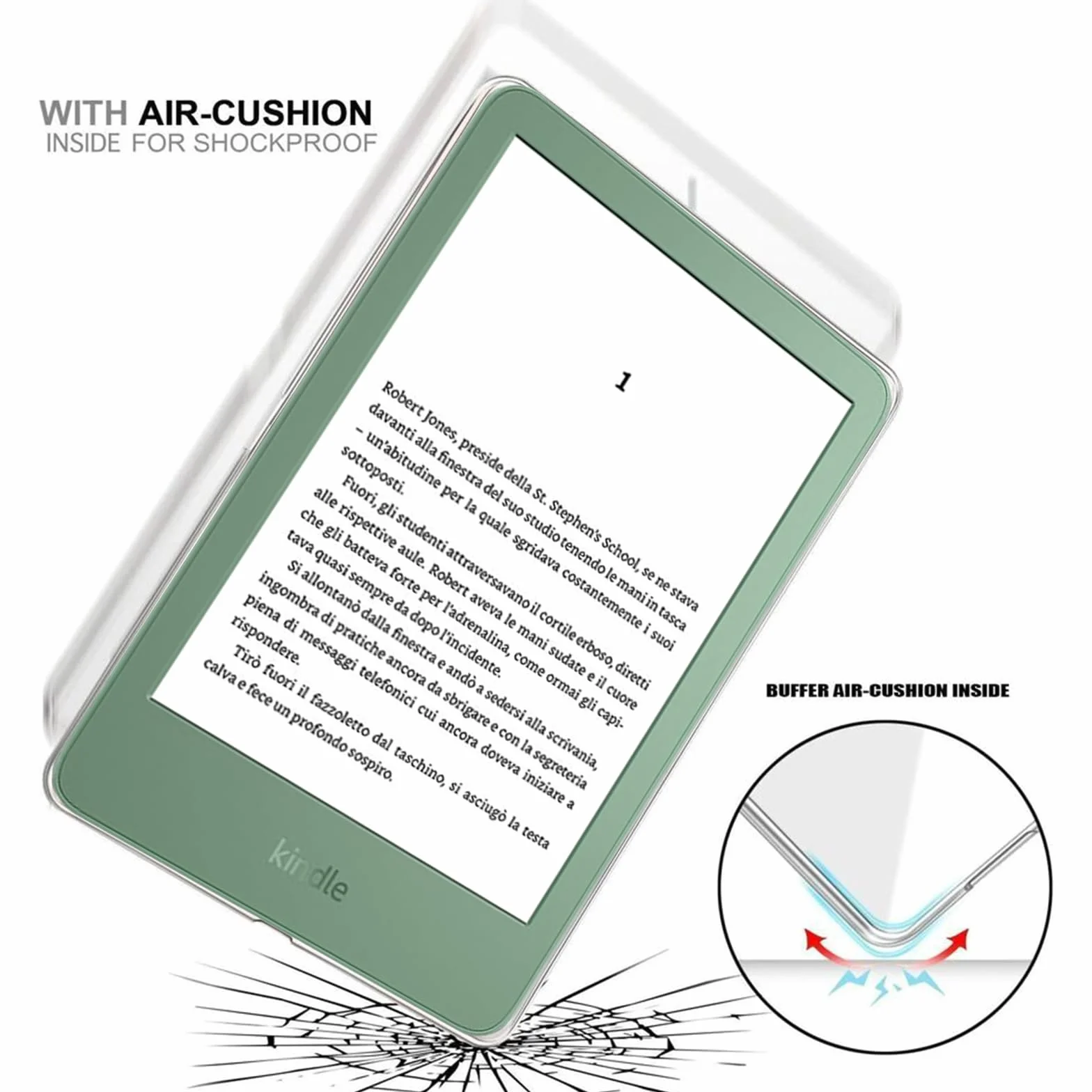 MEMELOKA Cover per Kindle 2024/2022 (6 Pollici) con 2 Pezzi Vetro Temperato, Custodia Silicone TPU Anti-Ingiallimento Trasparente