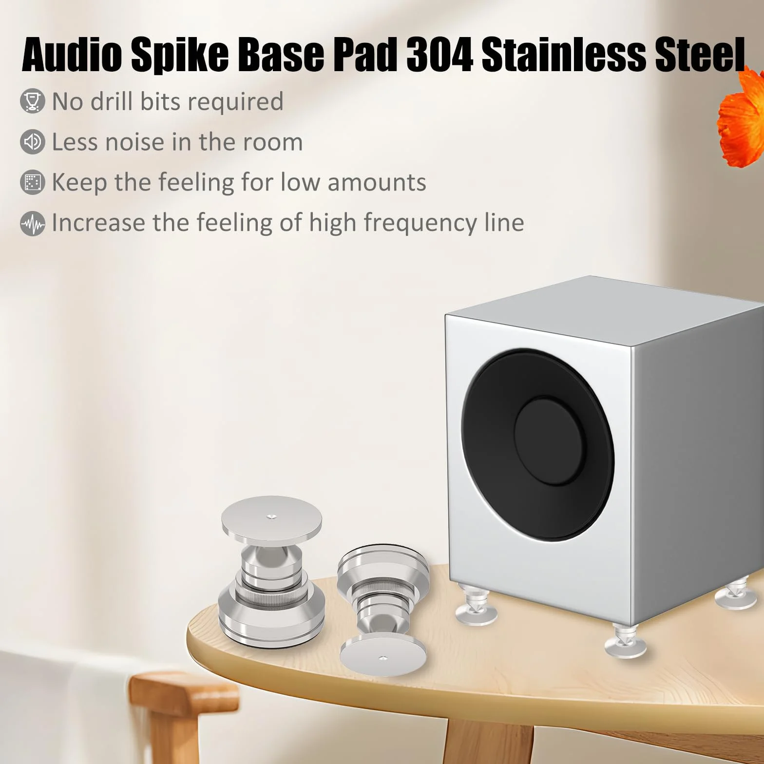 Puntale per altoparlante regolabile in acciaio inossidabile per subwoofer audiofilo