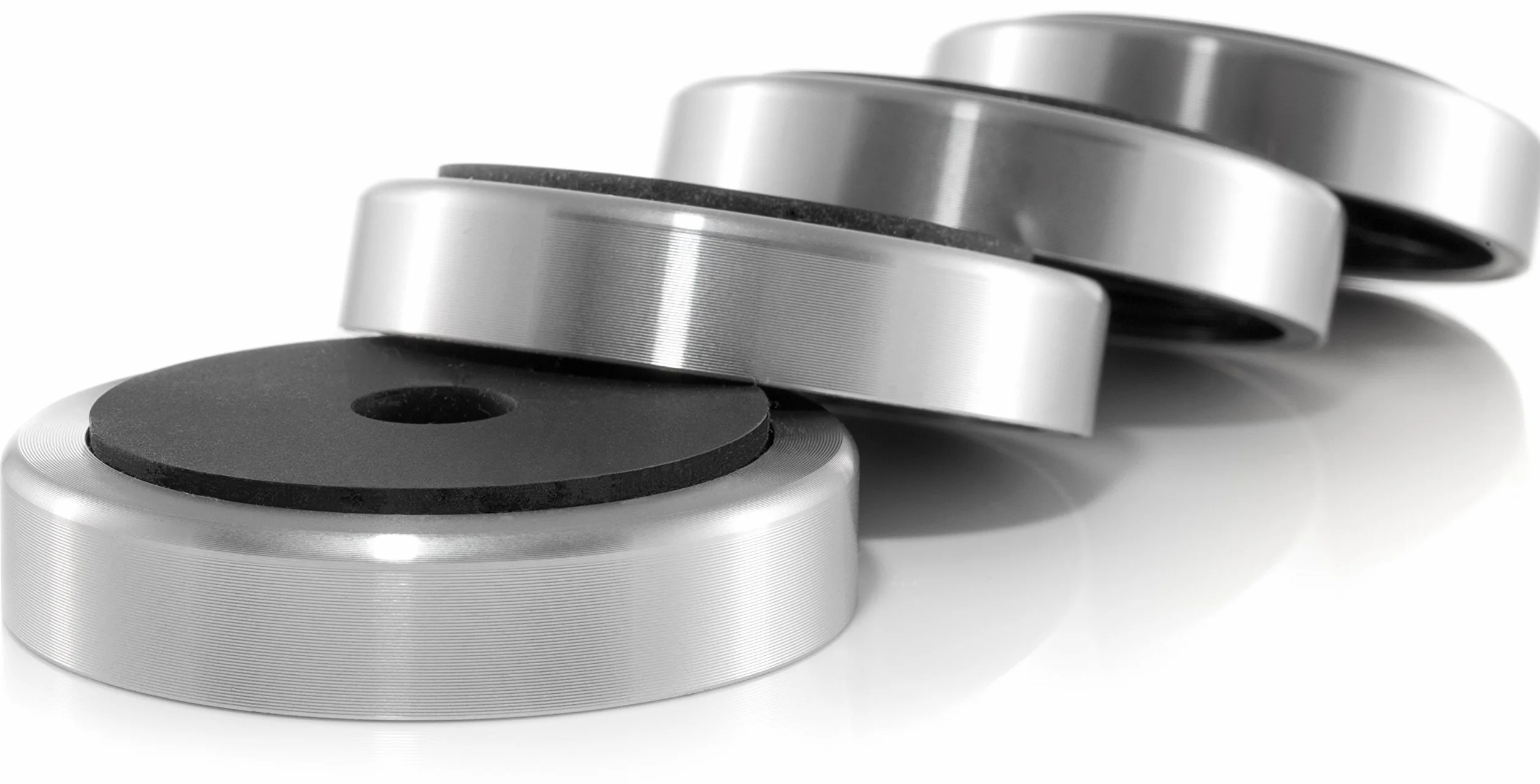 Piedi in Aluminio 45x15 Hifi Audio Assorbenti Argento 4x