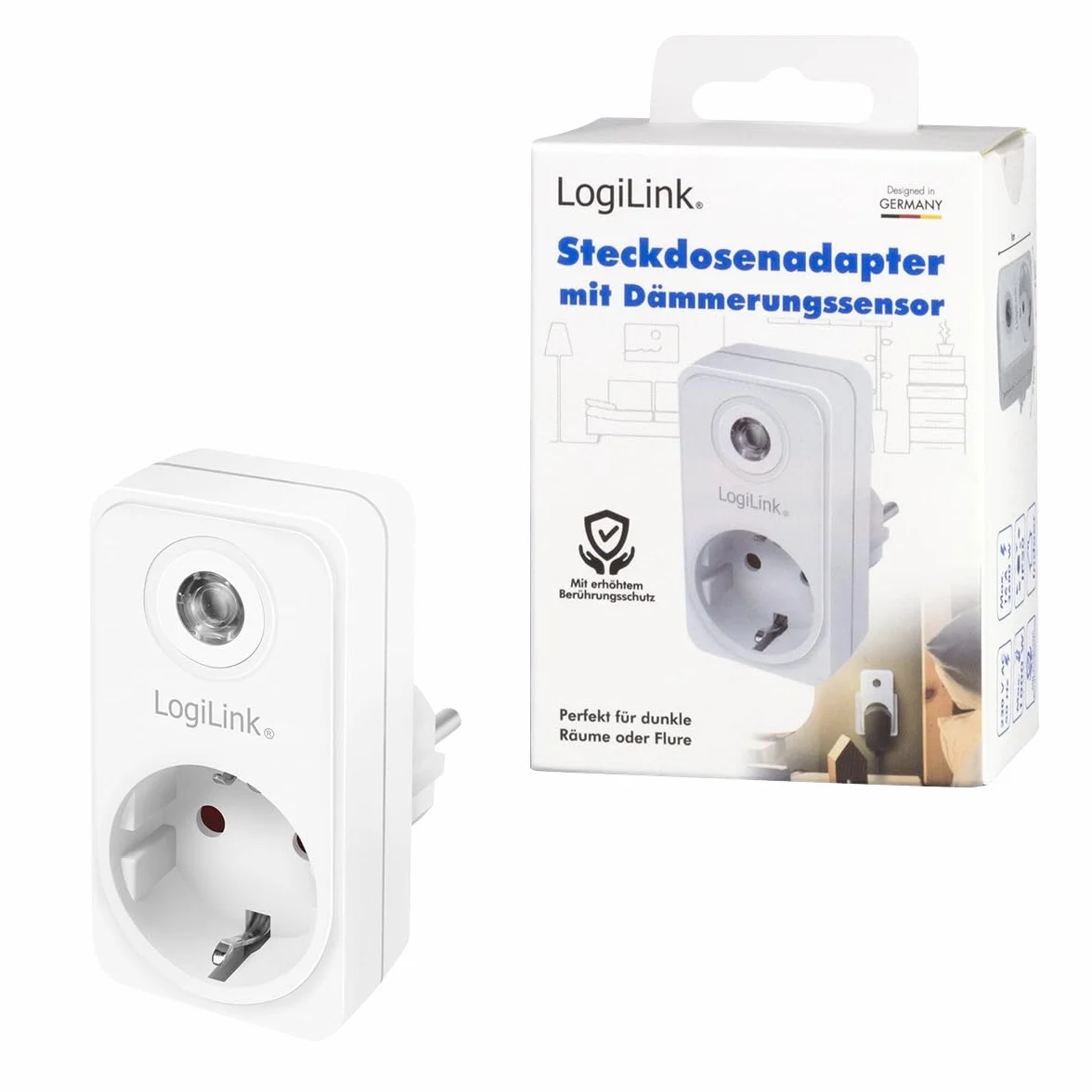 LogiLink Adattatore per presa (1 contatto di protezione CEE 7/3) con sensore crepuscolare