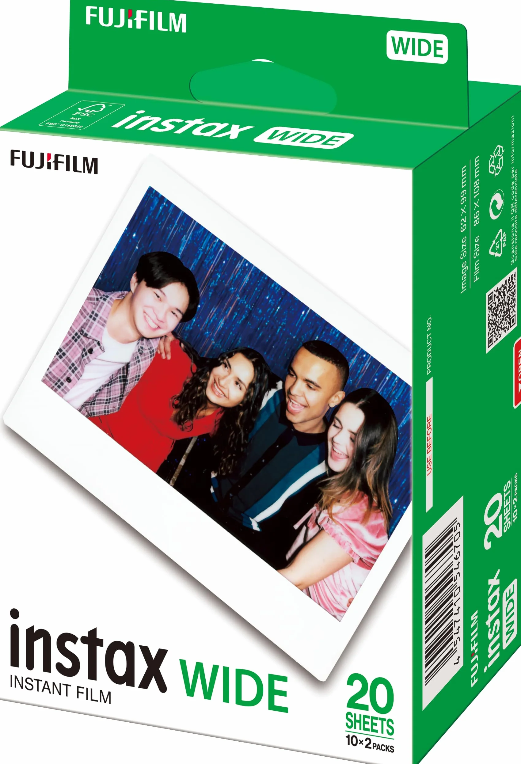 INSTAX WIDE FILM EU 10X2/PK - 20 Foto, Bordo Bianco