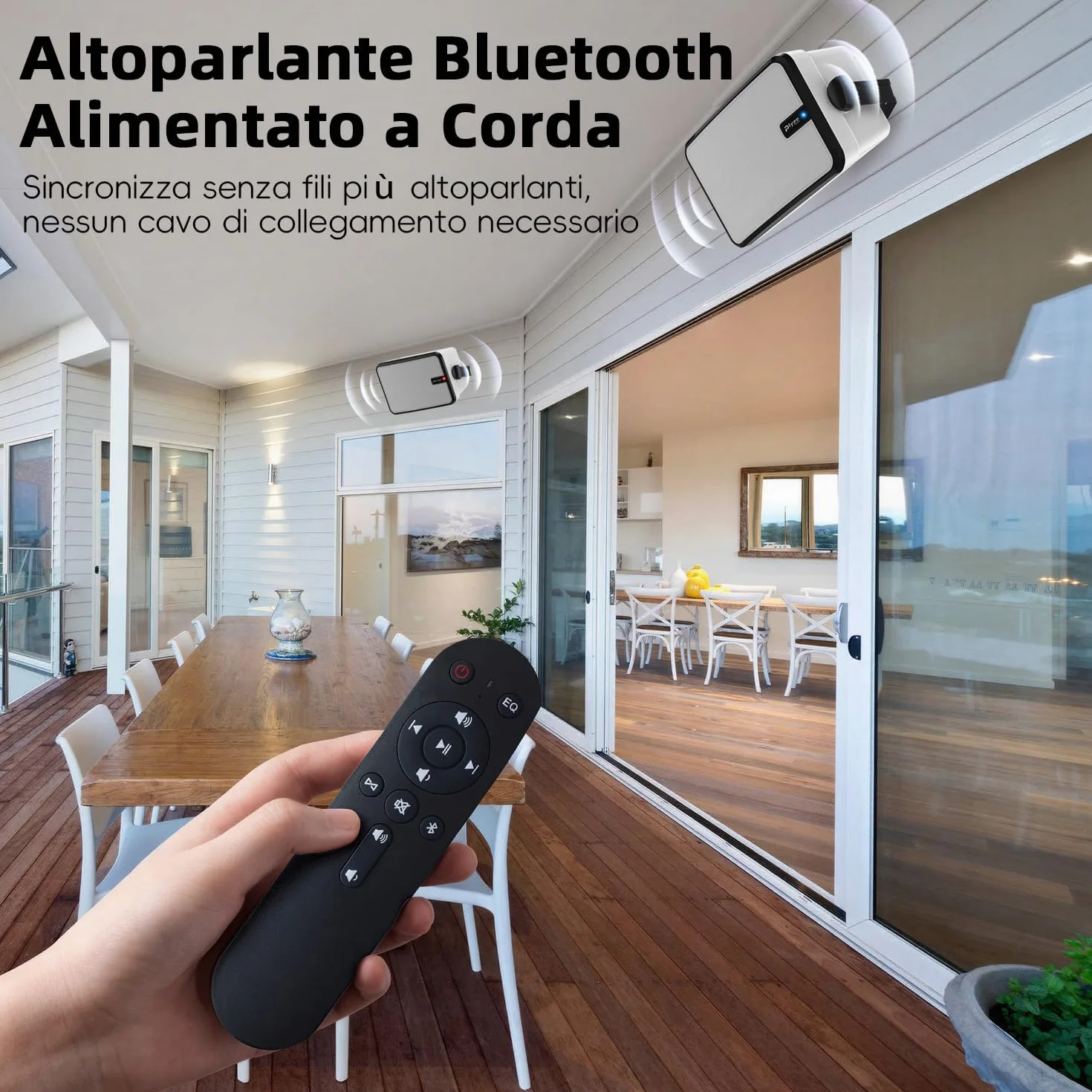 Altoparlanti Bluetooth da Esterno 600W, Sincronizzazione Wireless, Bassi Potenti, Montaggio a Parete, Confezione da 2, Bianco MZ-658