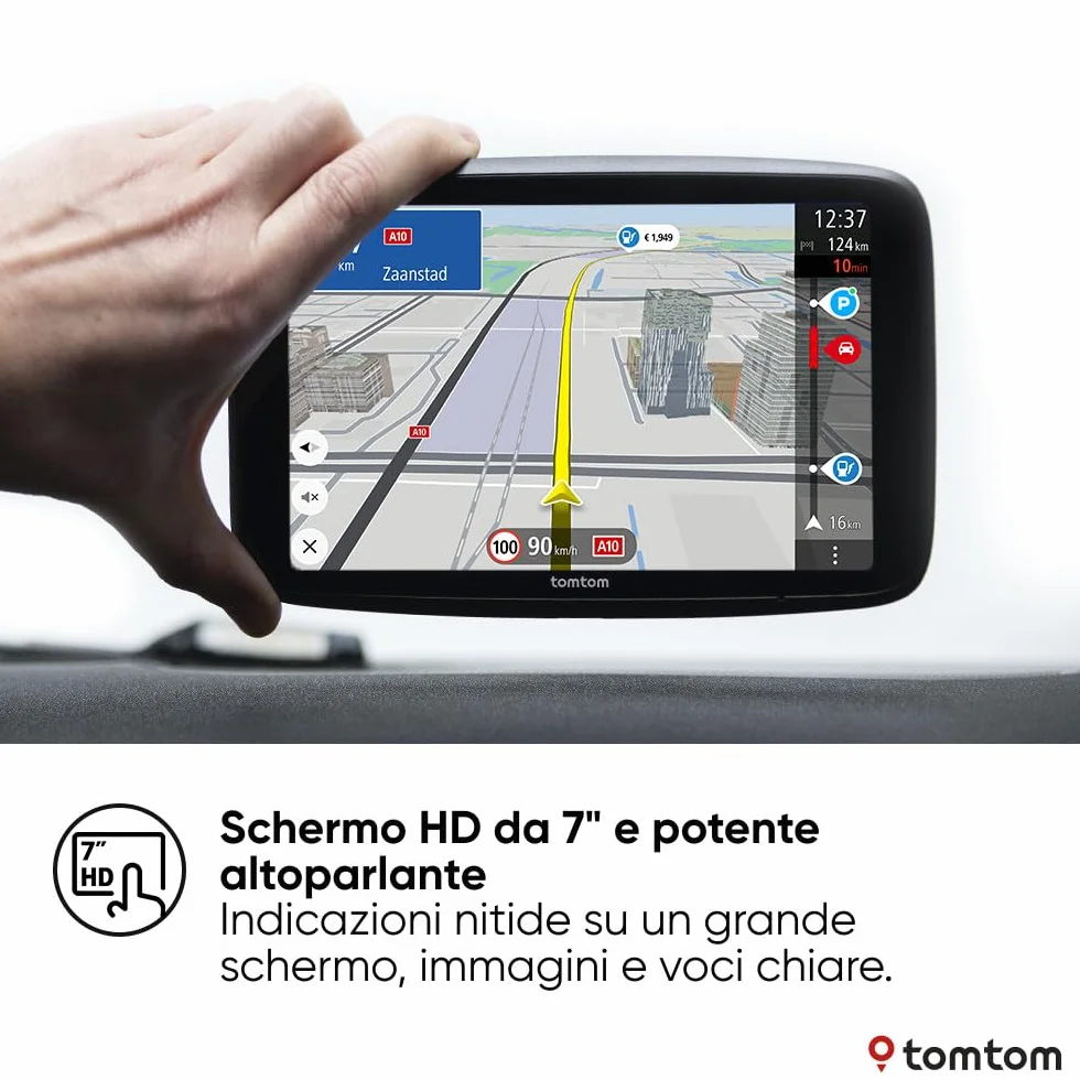 TomTom GO Superior Navigatore Satellitare 7" Auto Traffico Tutor Autovelox Mappe Mondo WiFi Parcheggi Prezzi Benzina