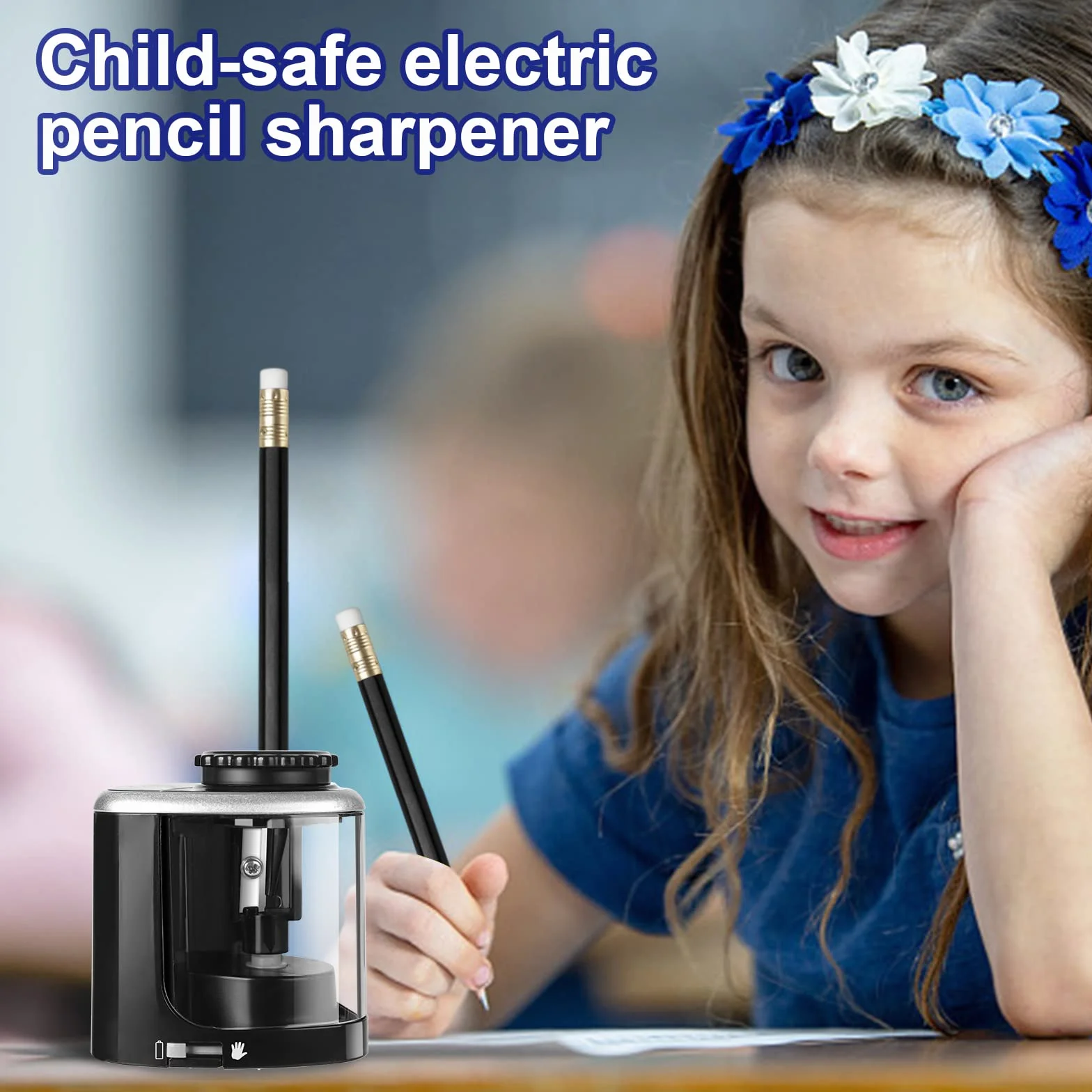 Temperamatite Elettrico a Batteria con 2 Lame Sostituibili Portatile