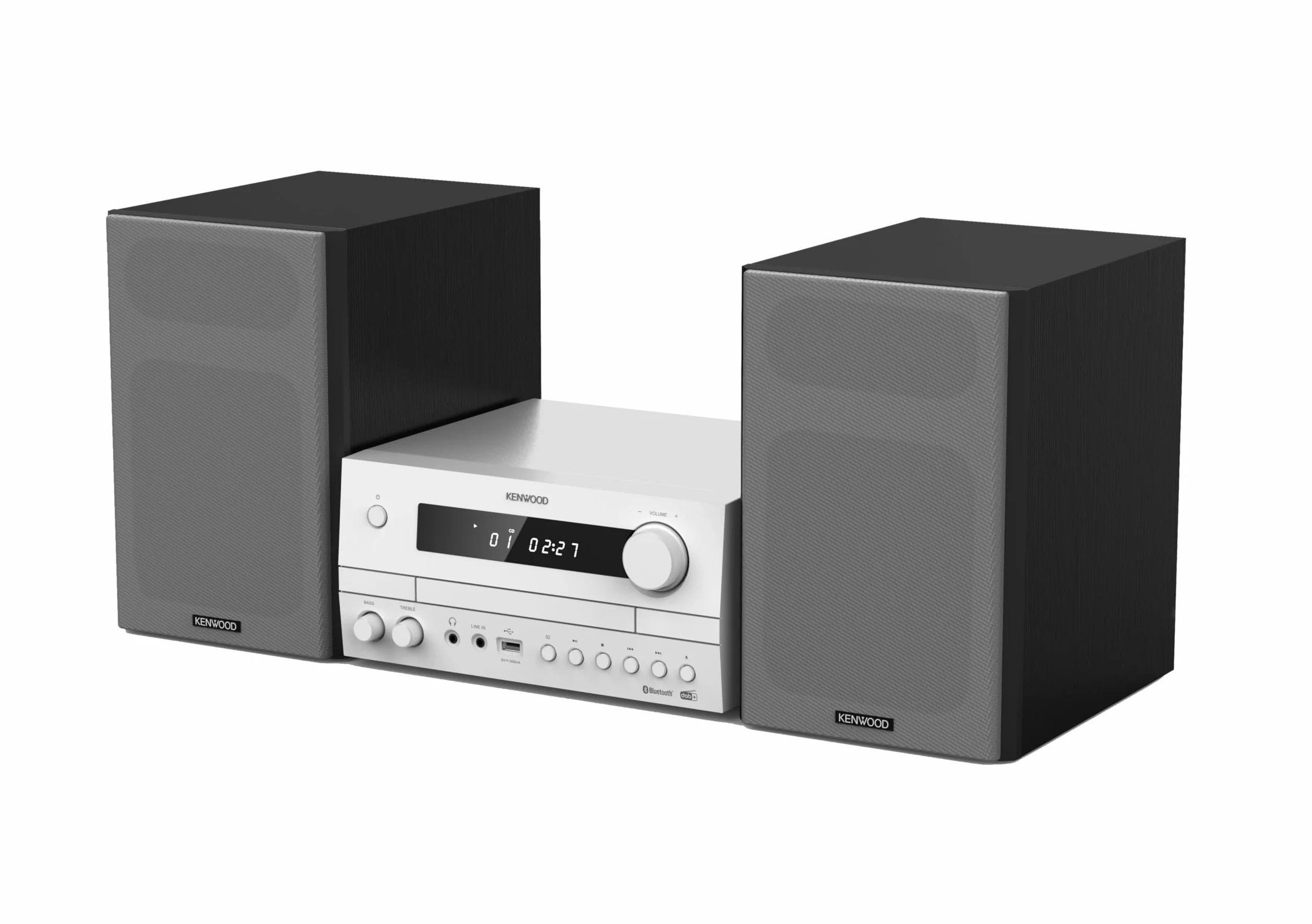 KENWOOD Sistema HiFi Stereo M-822DAB Ricevitore Radio DAB+ FM Lettore CD USB Amplificatore 50W x 2 Altoparlante Bass Reflex 2 Vie Bianco