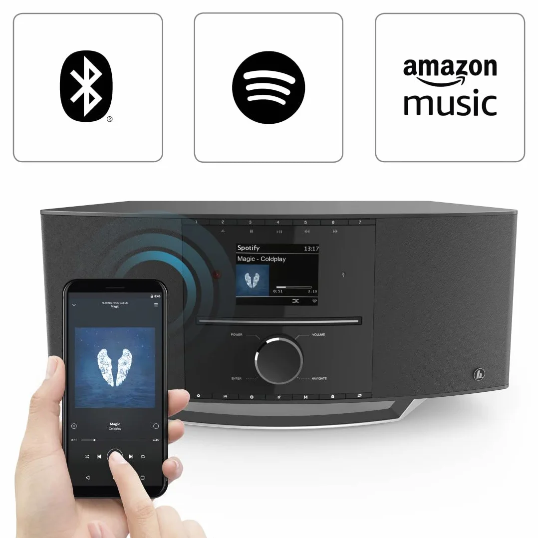 Hama Digital Radio DIR3510SCBTX DAB+ Internet Radio CD Bluetooth Nero