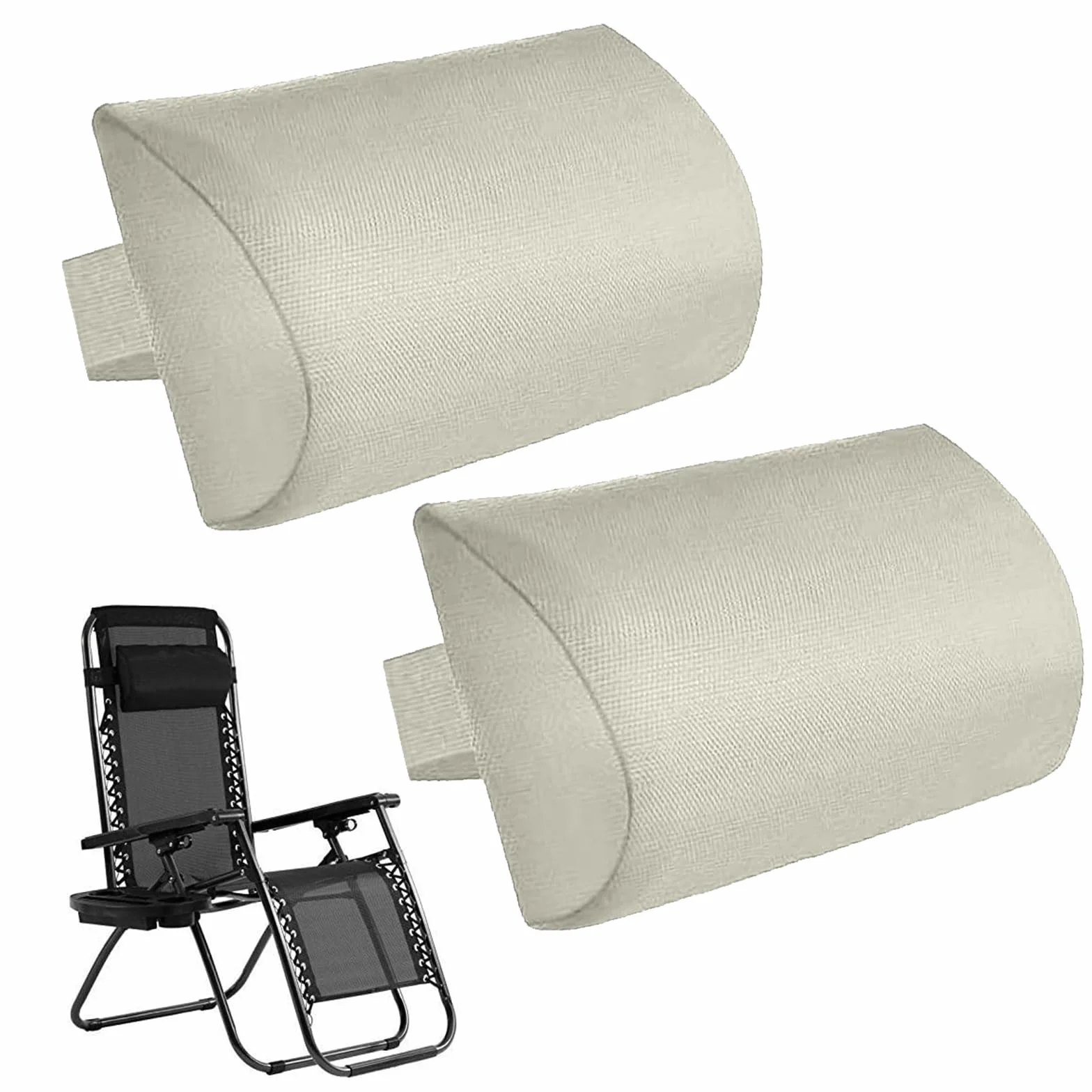 Confezione da 2 Poggiatesta Sdraio Prendisole per Sedia a Sdraio, Cuscino Poggiatesta Esterno impermeabile con Elastica Regolabile per Arredamento da Giardino (36 * 17 * 6cm,Grigio Argento)