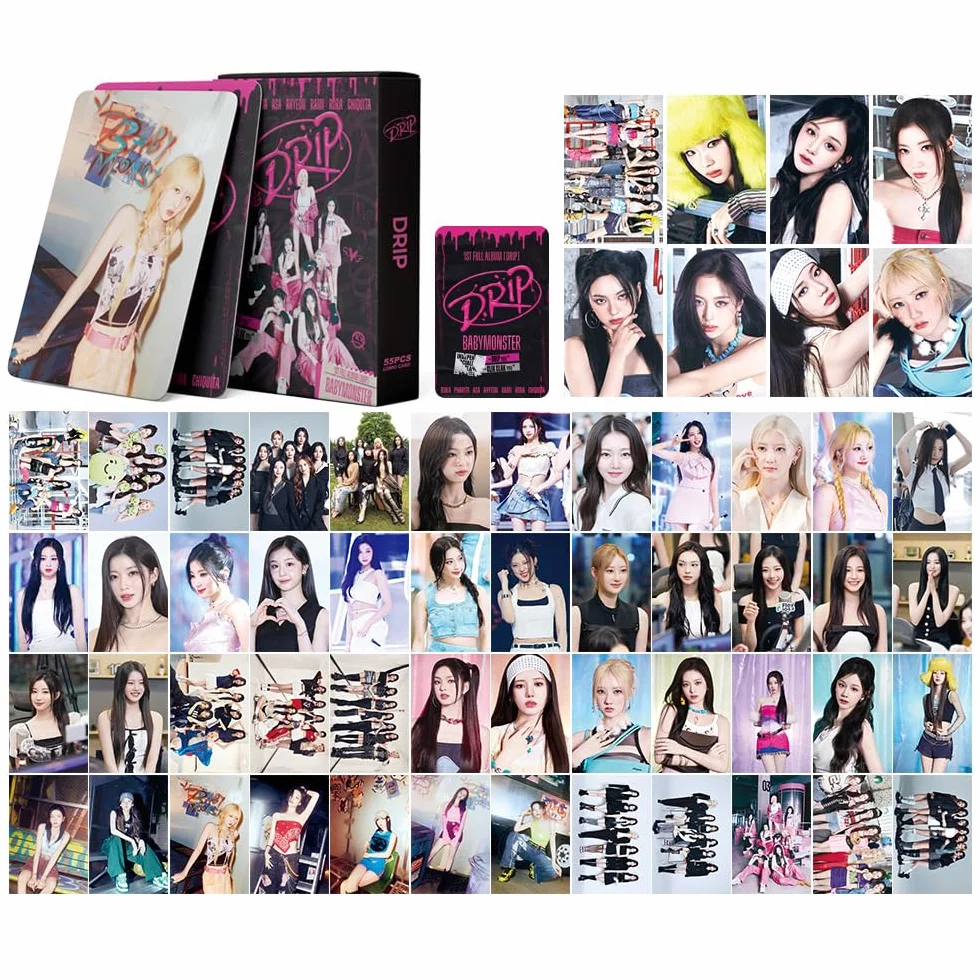 BABYMONSTER Cartoline Fotografiche 55 Pezzi Lomo Card BM Nuovo Album Fotocarte K-pop Fan (DRIP)