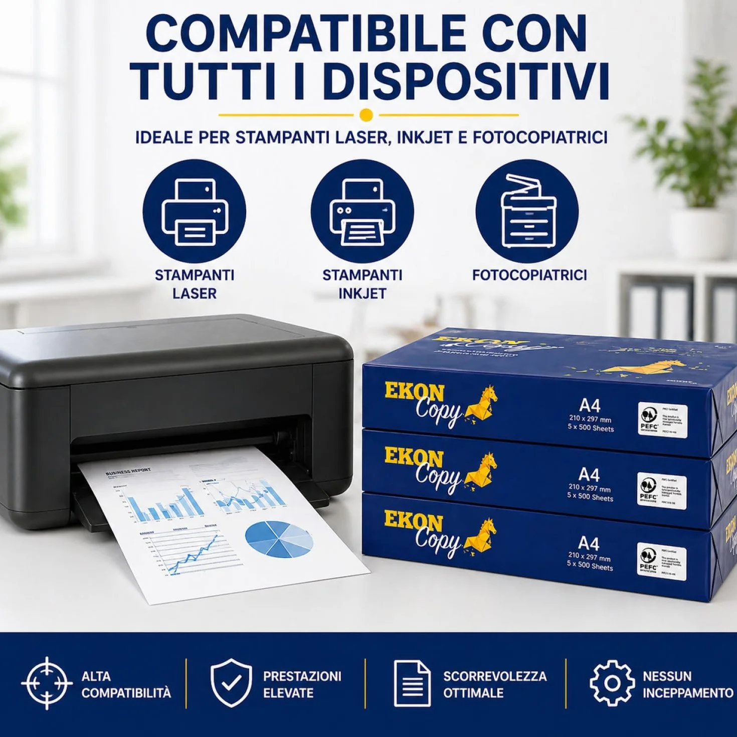 Risma Carta A4 5 pacchi 2500 fogli