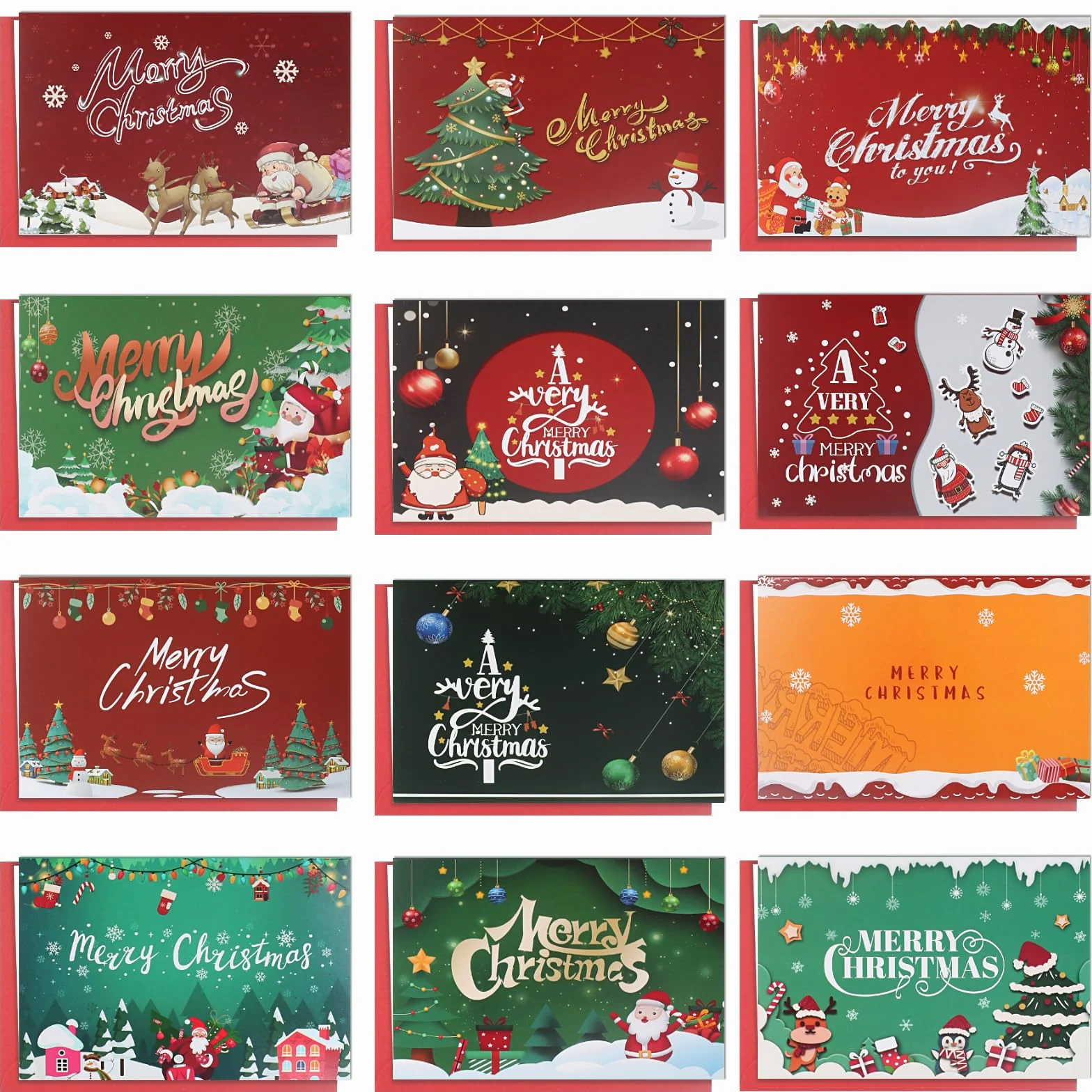 Awinker 24 pezzi Biglietto Natalizio Auguri Natale 24 Biglietti + 24 Buste