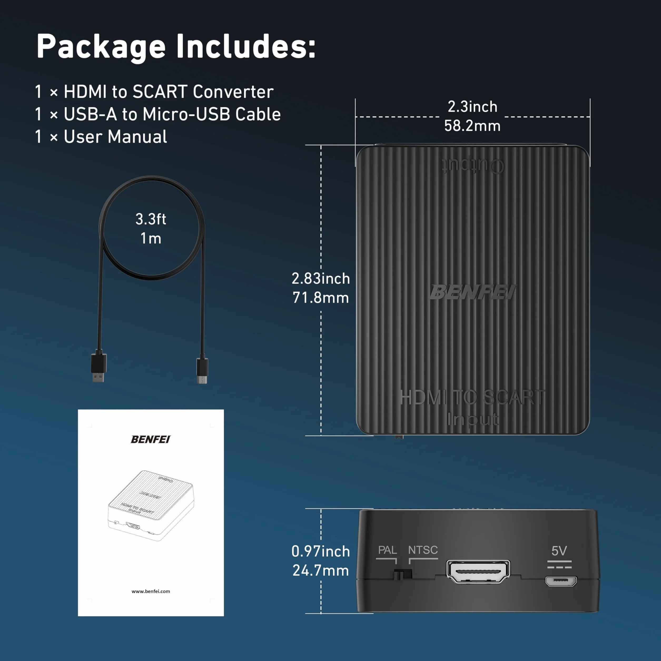 BENFEI adattatore HDMI-SCART convertitore HDMI 1080p compatibile PAL/NTSC