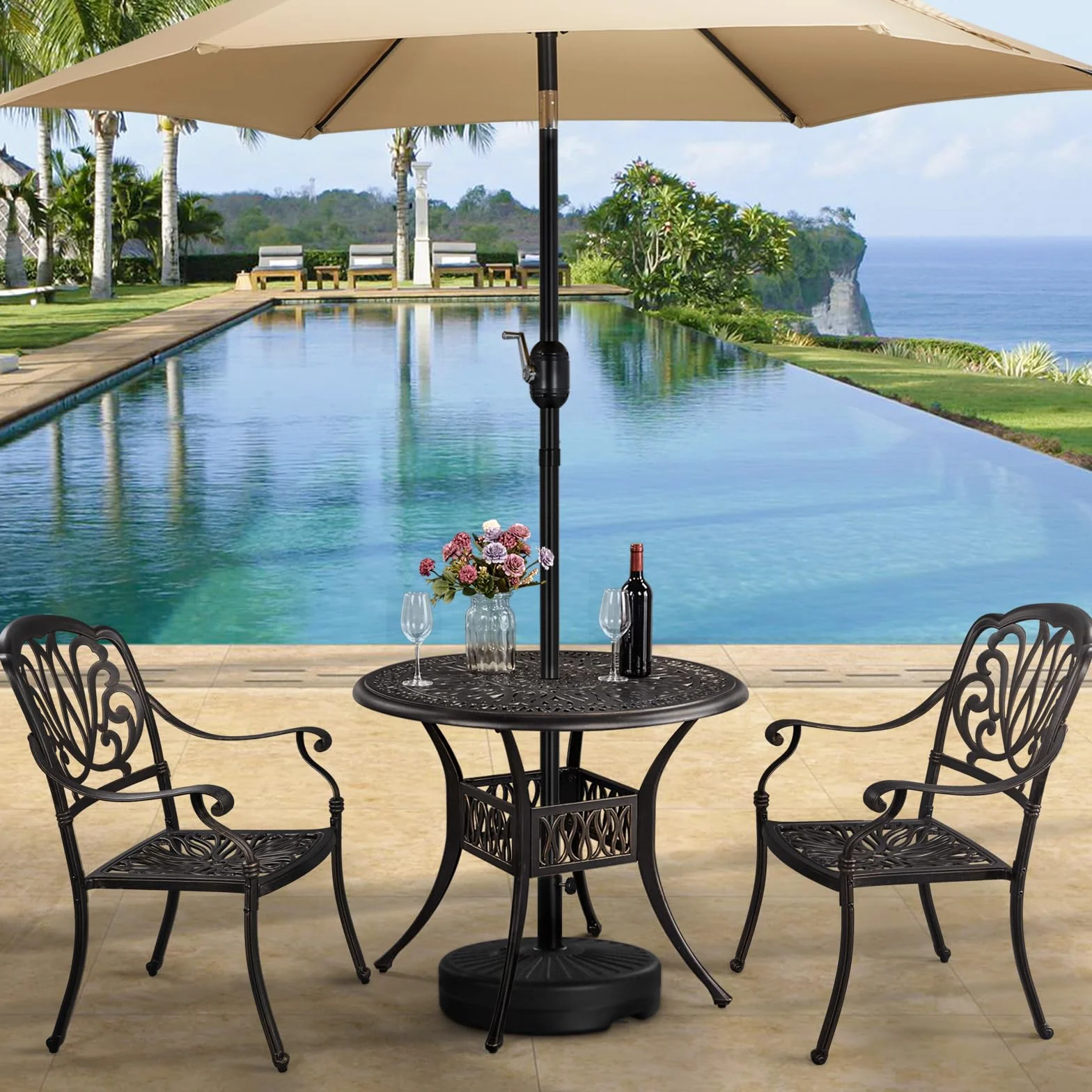 Yaheetech Base per Ombrellone da Giardino in HDPE e Ferro Riempibile con Sabbia o Acqua 22L Supporto per Pali da Ø38mm e Ø48mm Esterno Veranda Terrazza Spiaggia Piscina Patio Nero