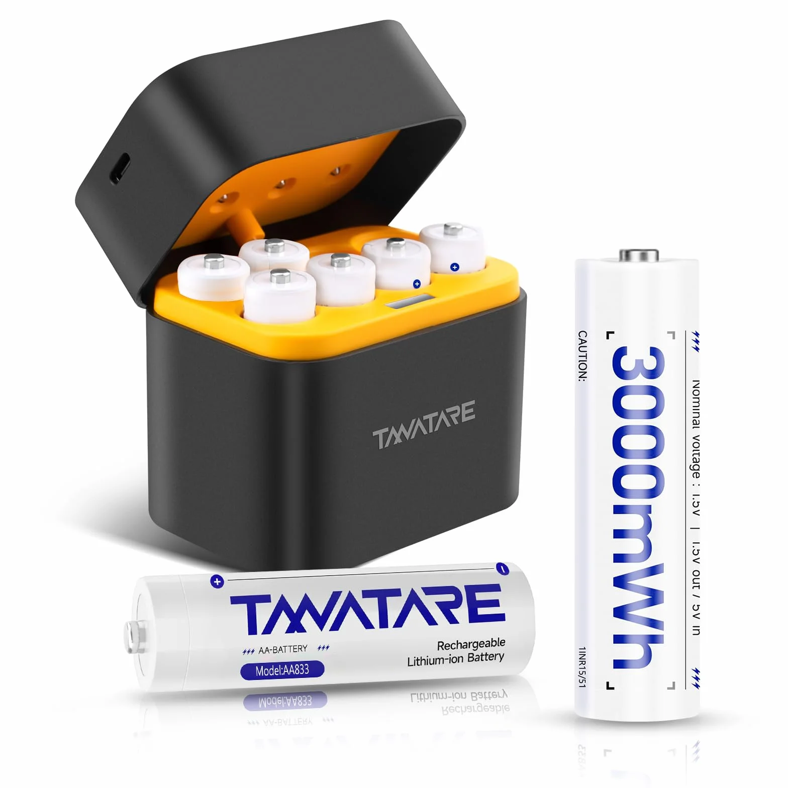 Tanatare Batterie al Litio AA Ricaricabili 8 Pack con Caricatore Veloce 1.5V 3000mWh