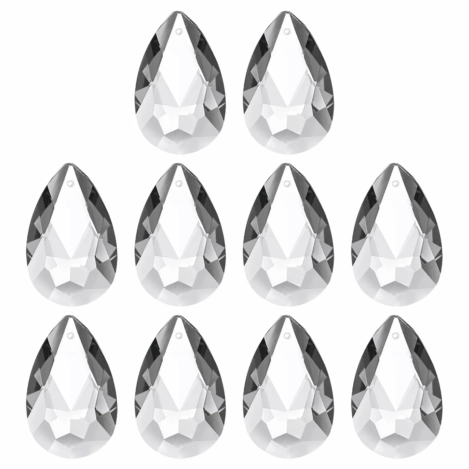 PATIKIL 10 Pezzi Pendenti In Cristallo, 38mm, Forma a Goccia, Trasparente, Acchiappasole in cristallo, Pendenti per Lampadario Decorazione, Finestra, Giardino, Casa
