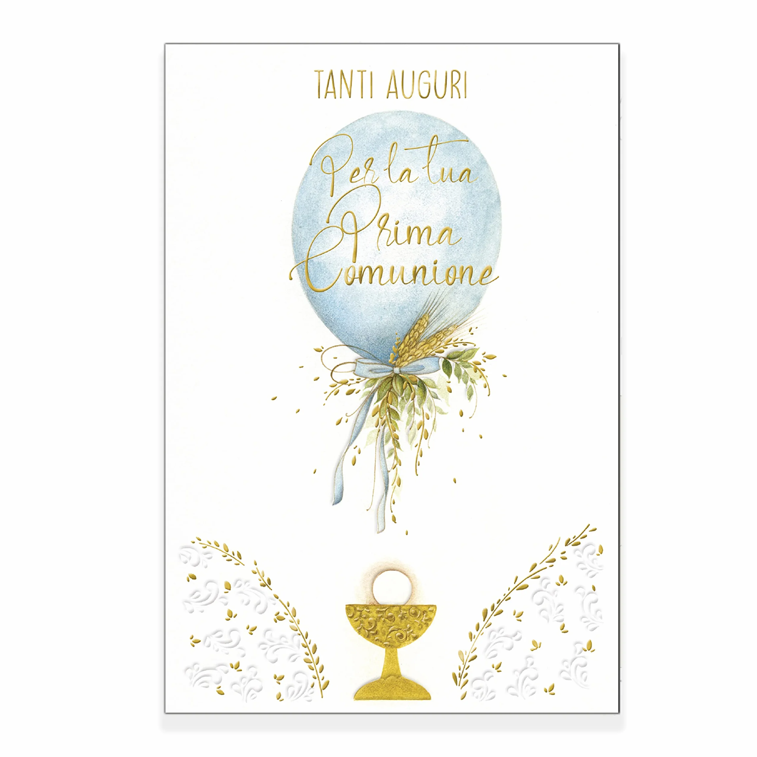 ARKRAFT biglietto auguri comunione bambino con bustina portasoldi scritte in oro 17 x 12 cm