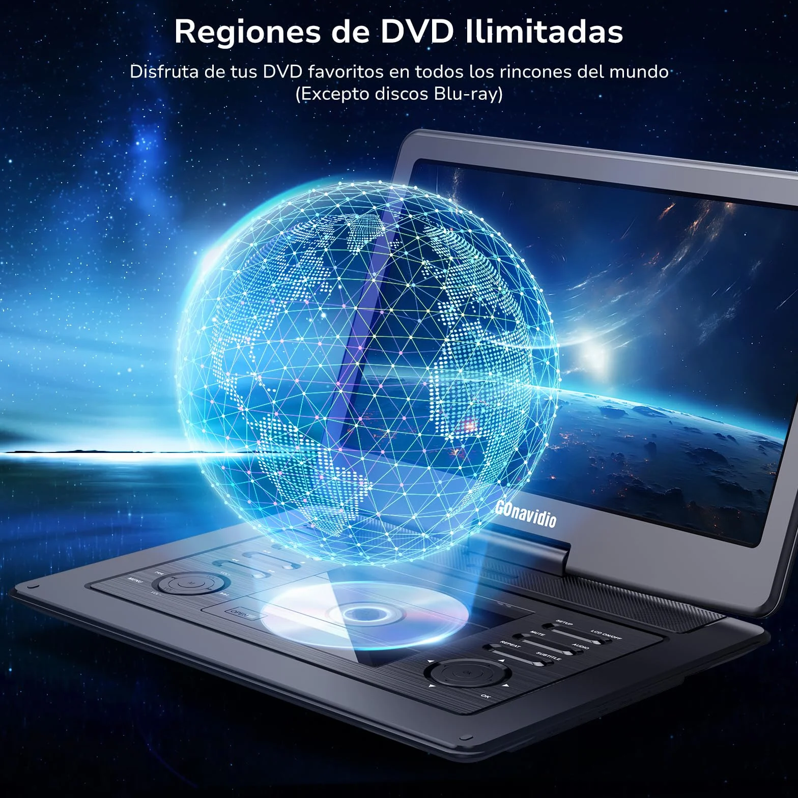 Lettore DVD Portatile 17,9" Schermo 16" 6 Ore Batteria Ricaricabile Ingresso HDMI Regione Libera USB/TF