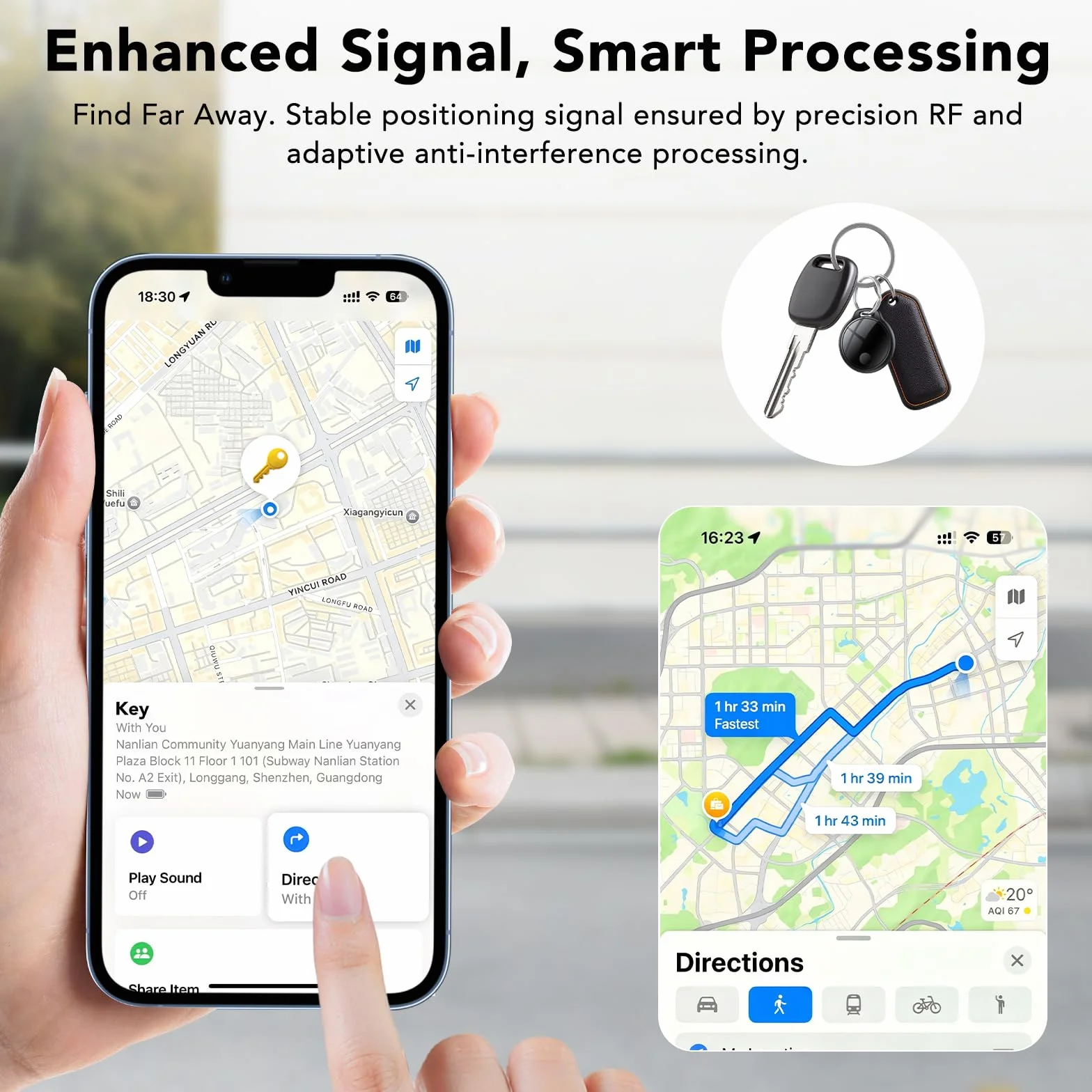 Air Tracker Tag 4 pezzi Nero GPS Tracker Bluetooth Compatibile con Apple Dov'è Localizzatore Chiavi
