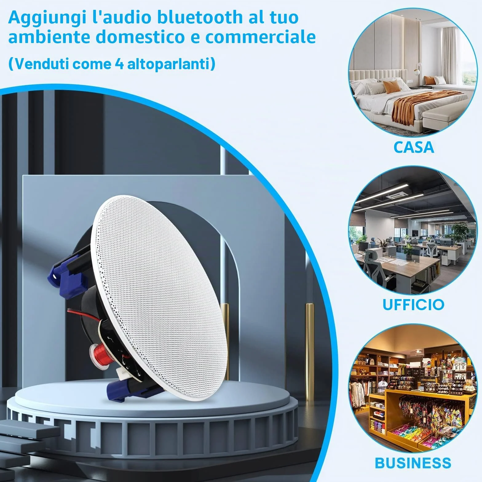 Herdio 160W 10cm 2-Way Bluetooth Altoparlanti Soffitto 2 Paia