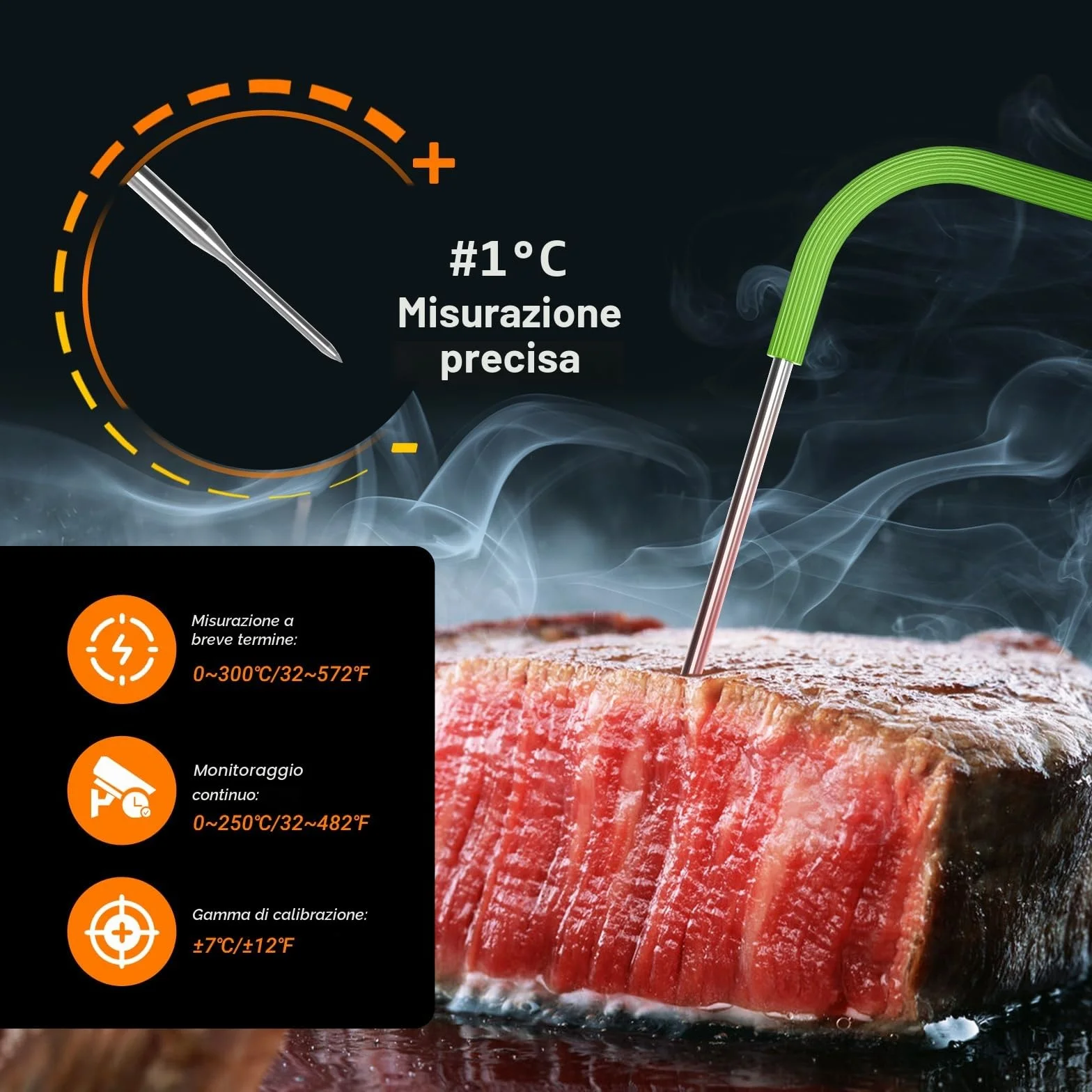 INKBIRD Bluetooth Termometro Cucina Digitale a Doppia Sonda per Carne BBQ con App e Allarmi di Temperatura