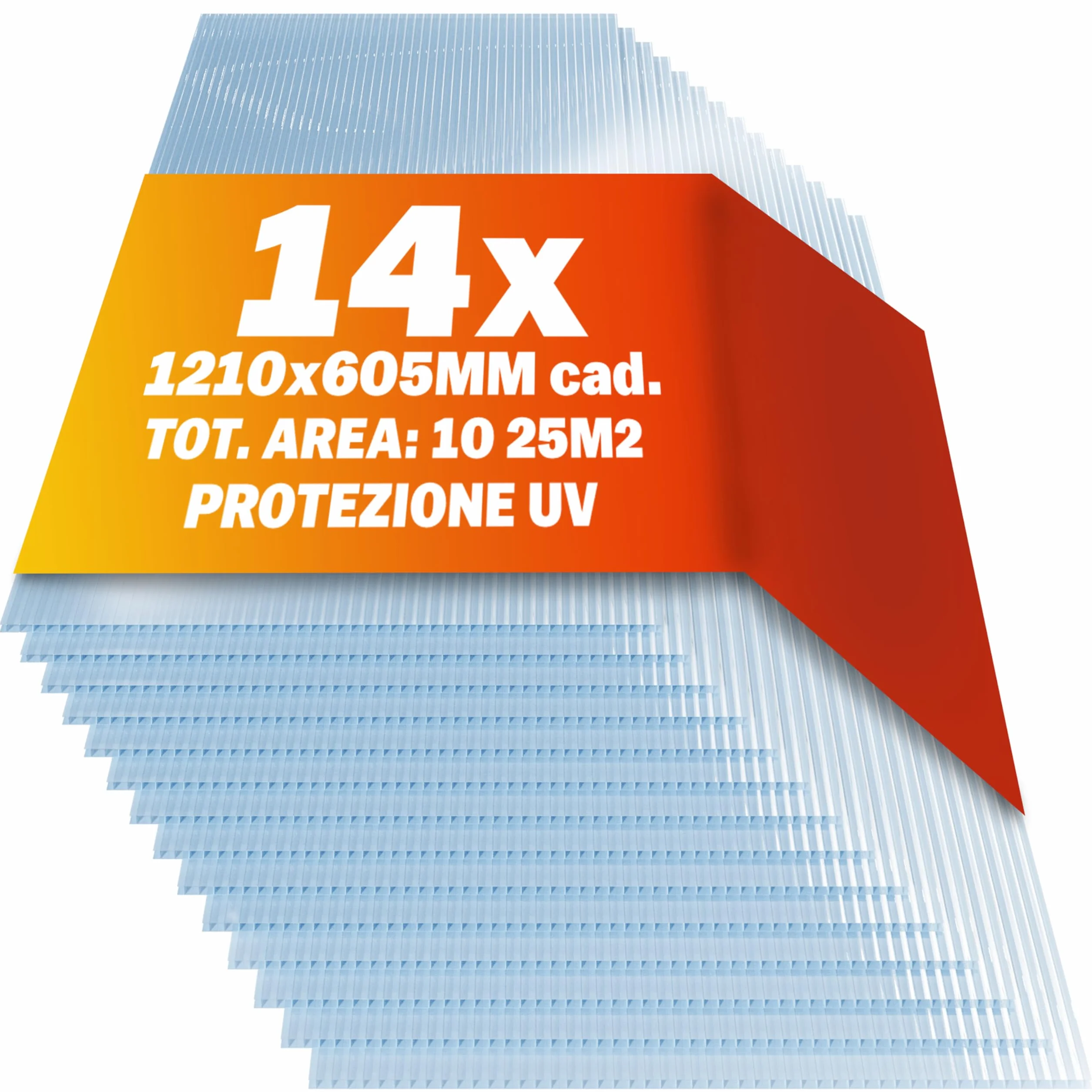 GARDEBRUK® 14 Fogli Policarbonato Alveolari 4mm 121x60,5cm 10,3m² Pannelli Copertura Tettoia