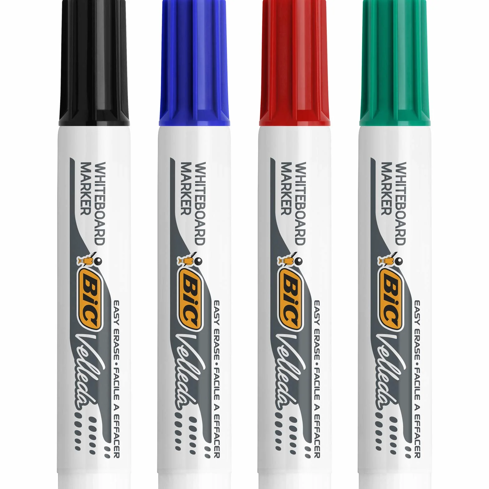 BiC Velleda 1711 Pennarelli per Lavagna Magnetica, Punta a Proiettile, Tratto 1.9 mm, 4 pezzi, colori assortiti