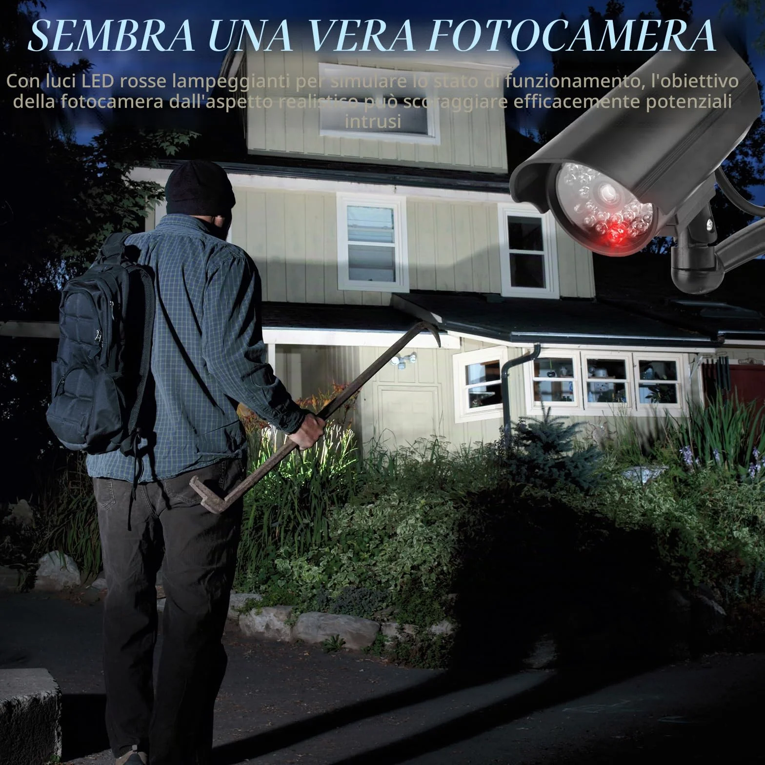 Sporgo Telecamera Finta 2 Pezzi Dummy Esterna Luce LED Rossa Lampeggiante
