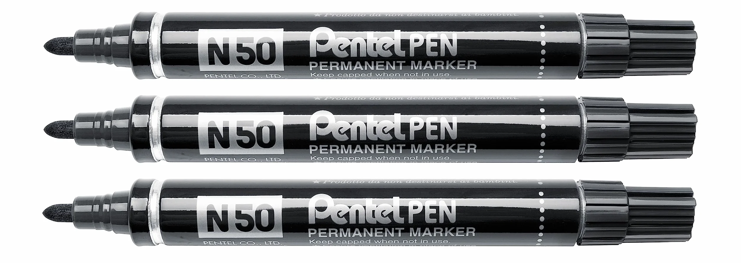 Pentel N50 marcatore permanente punta conica nero 3 pz