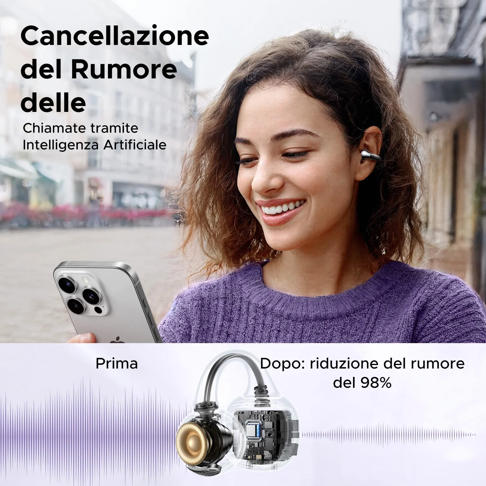 UGREEN HiTune S3 Cuffie Bluetooth 5.4 Sport con Clip Aperta ENC Hi-Fi Stereo 30H Autonomia IPX5 Impermeabile Nero