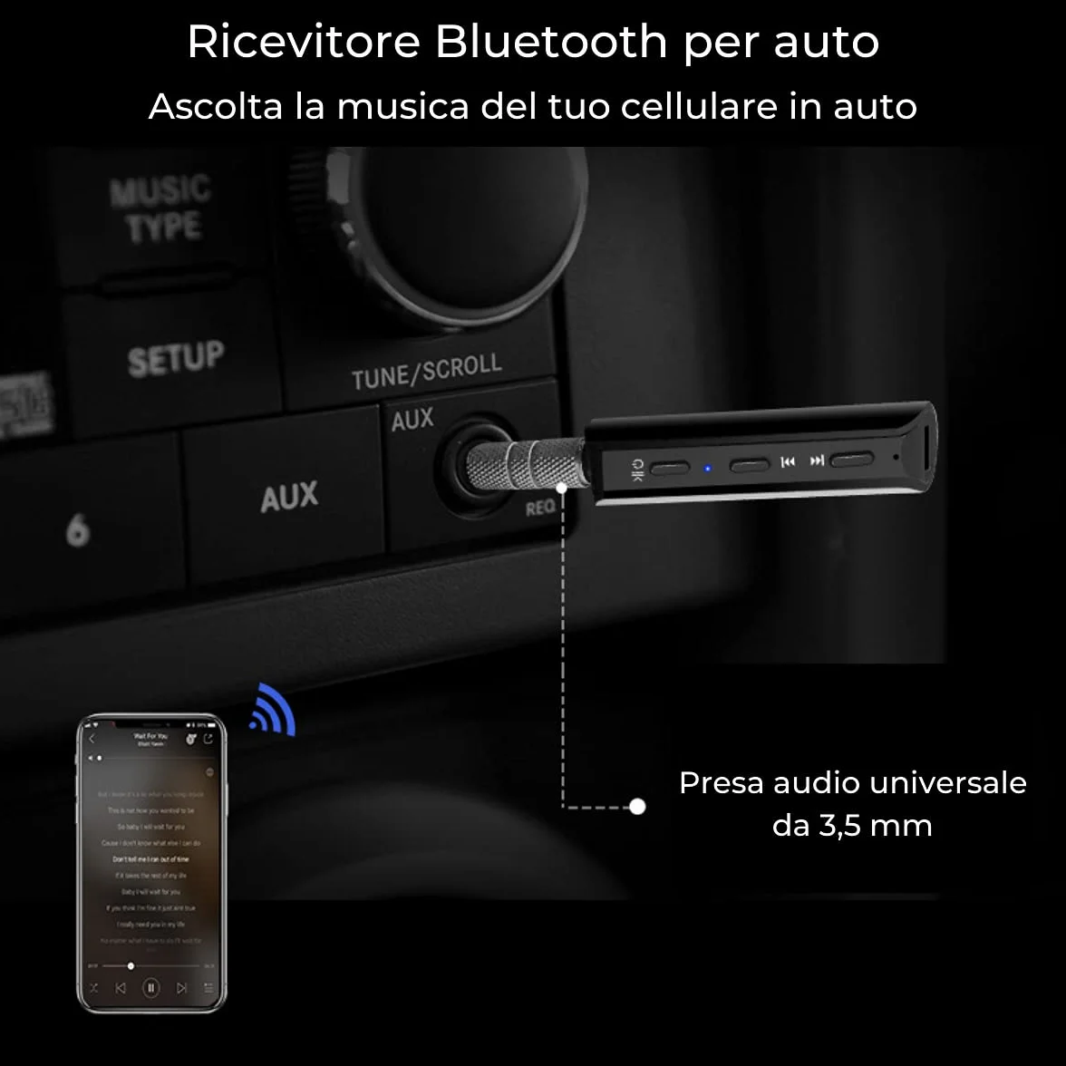Ricevitore Aux Bluetooth 5.0 Bassa Latenza APTX per Auto TV Stereo Hifi
