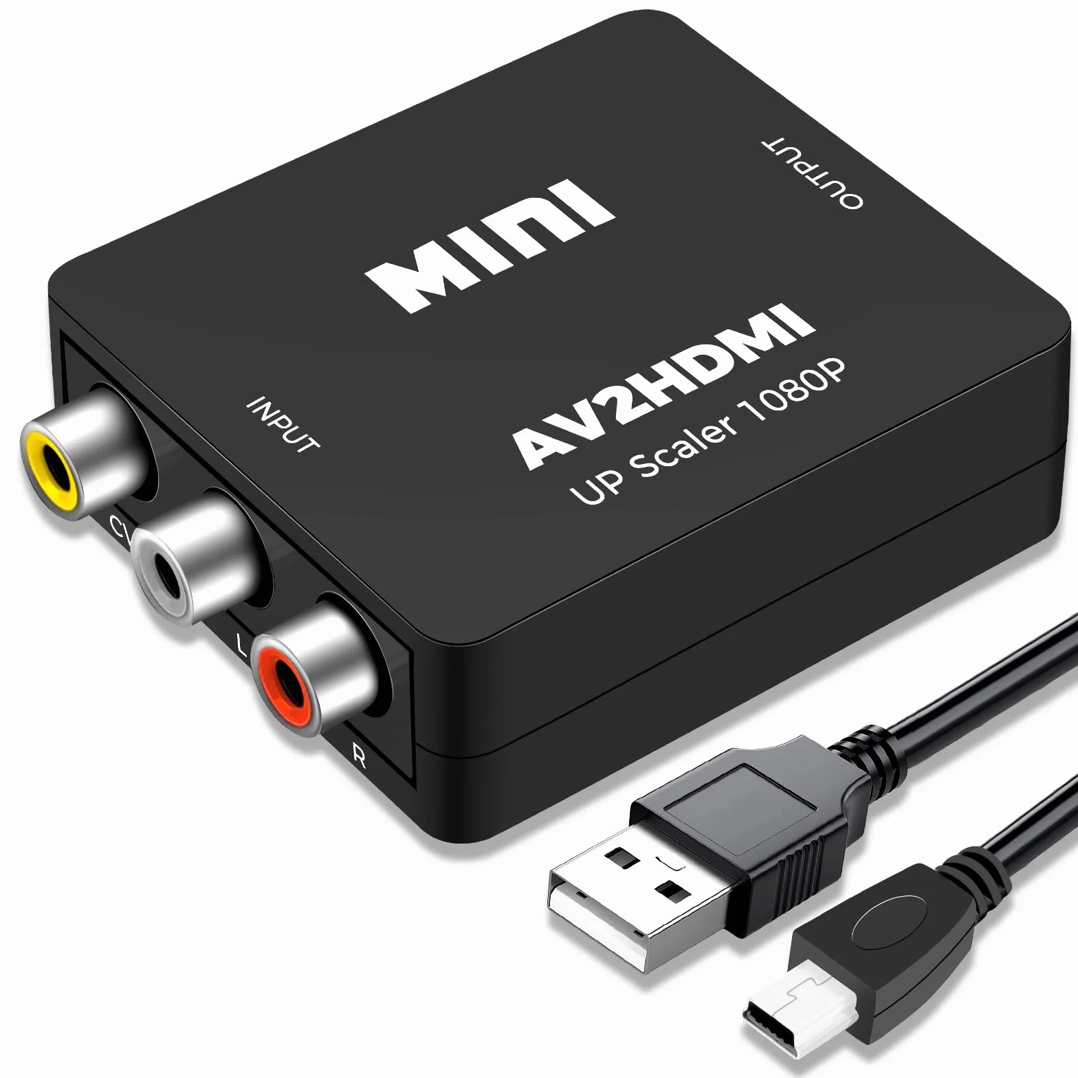 Convertitore da RCA a HDMI, Adattatore AV a HDMI, 1080P, PAL/NTSC, con Cavo USB