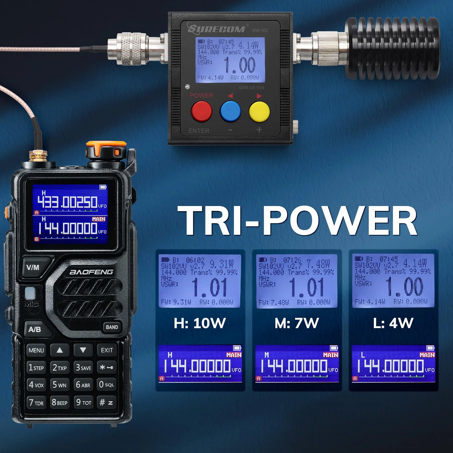 BAOFENG K5PLUS Radio amatoriale a tre bande UHF VHF 1.25 m 10 W 999 CH portatile