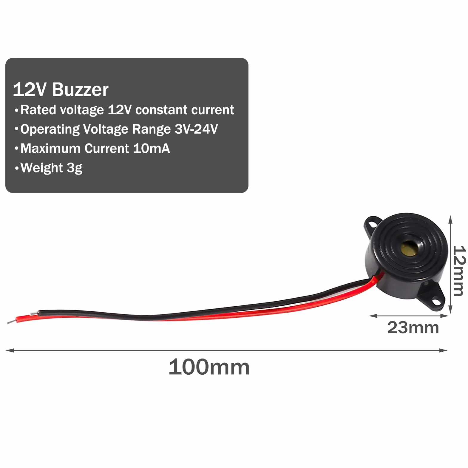 Buzzer 12V 95dB Tone Alarm Sounder