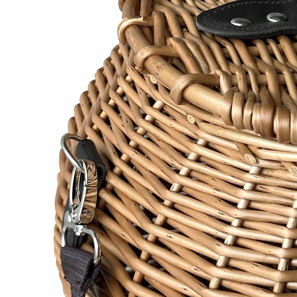 Cesto Funghi Lux in Vimini con Tracolla Regolabile 32×27×h26 cm — Raccolta Castagne Tartufi Frutti di Bosco — Cestino Leggero Naturale