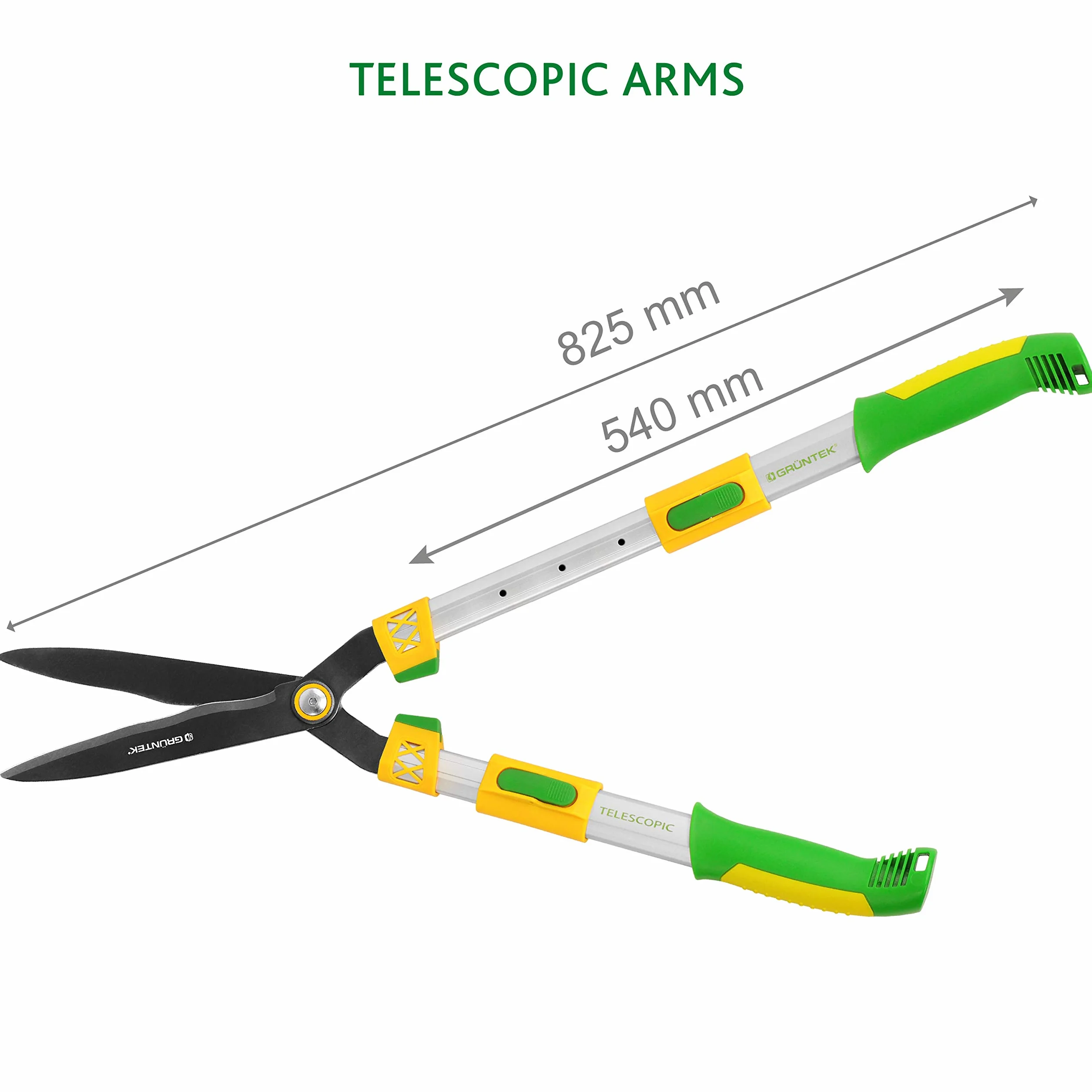 GRÜNTEK Cesoia per Siepi con Manici Allungabili 68-82.5 cm Forbice Telescopica da Potatura
