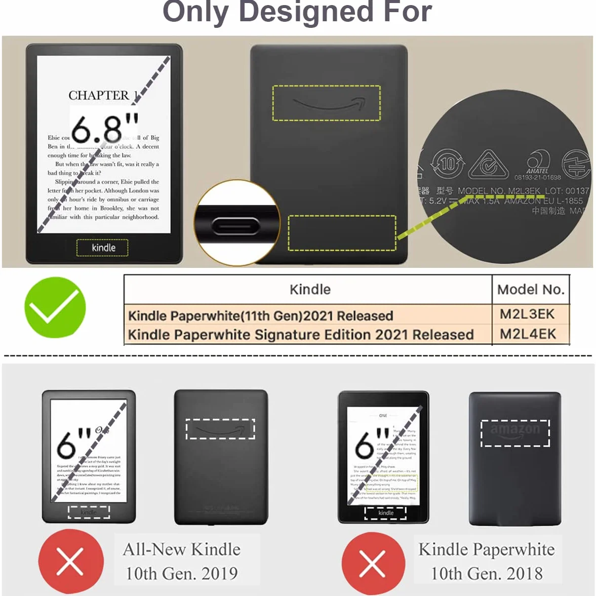 ZhaoCo Custodia Magnetica per Kindle Paperwhite 11ª Generazione 2021 e Signature Edition, Cover Protettiva Sottile Auto Sveglia/Sonno