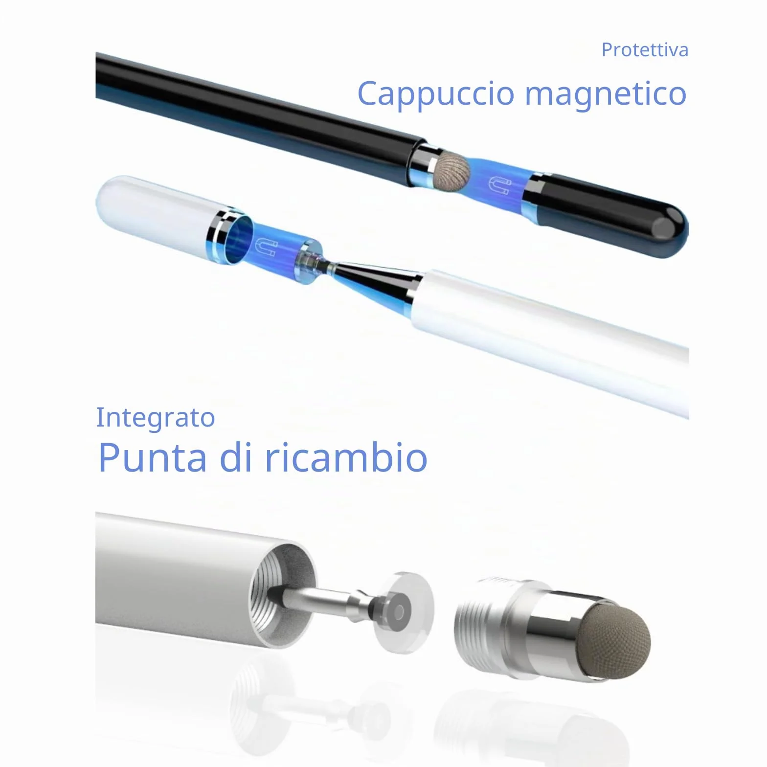 Pennino capacitivo ad alta sensibilità per Samsung Galaxy Tab A9+/A8/A7/A7 Lite, Apple iPad, Fire HD, Surface (nero)