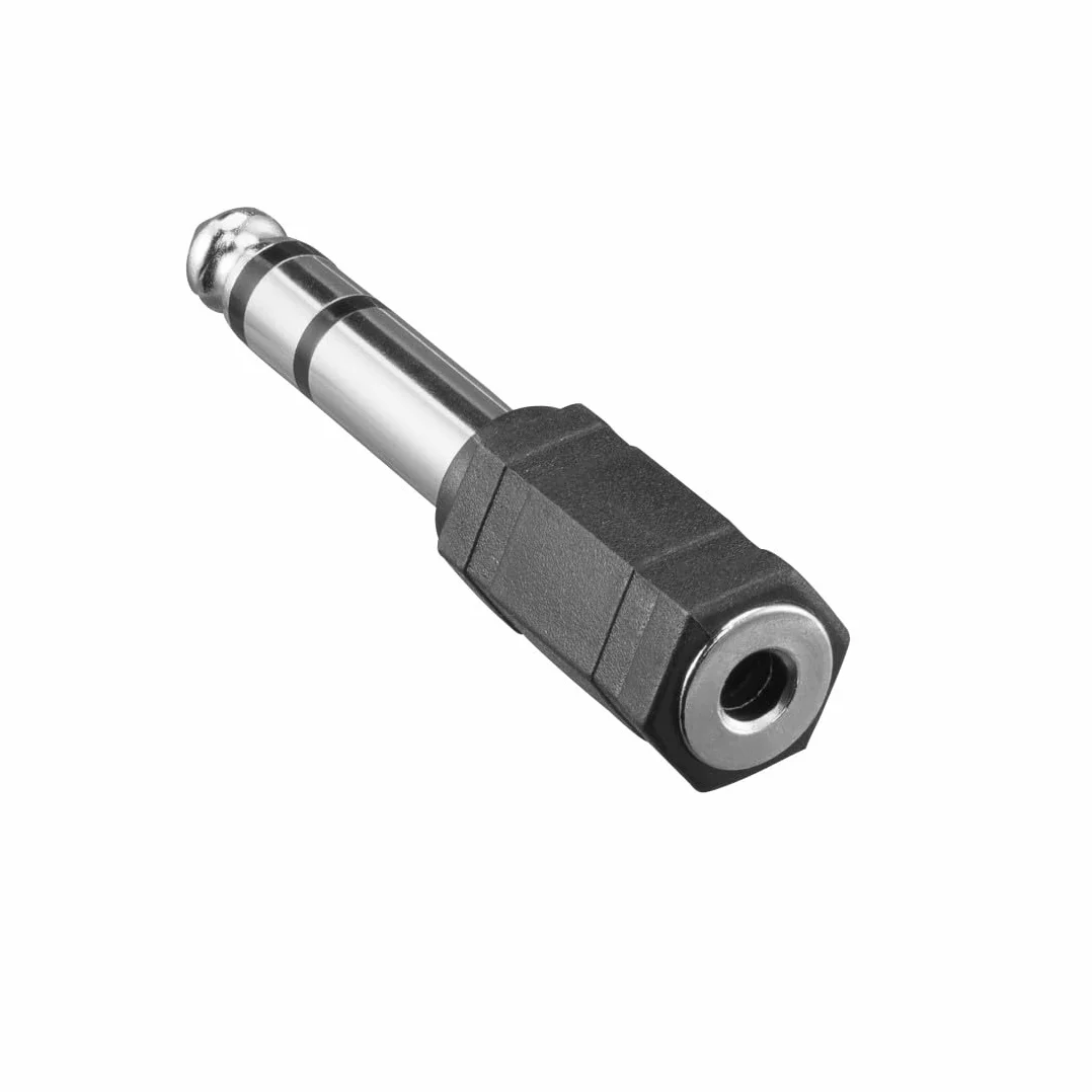 Hama Jack Audio Adattatore da 1 jack femmina da 3,5 mm a 1 jack maschio 6,35 mm, Nero