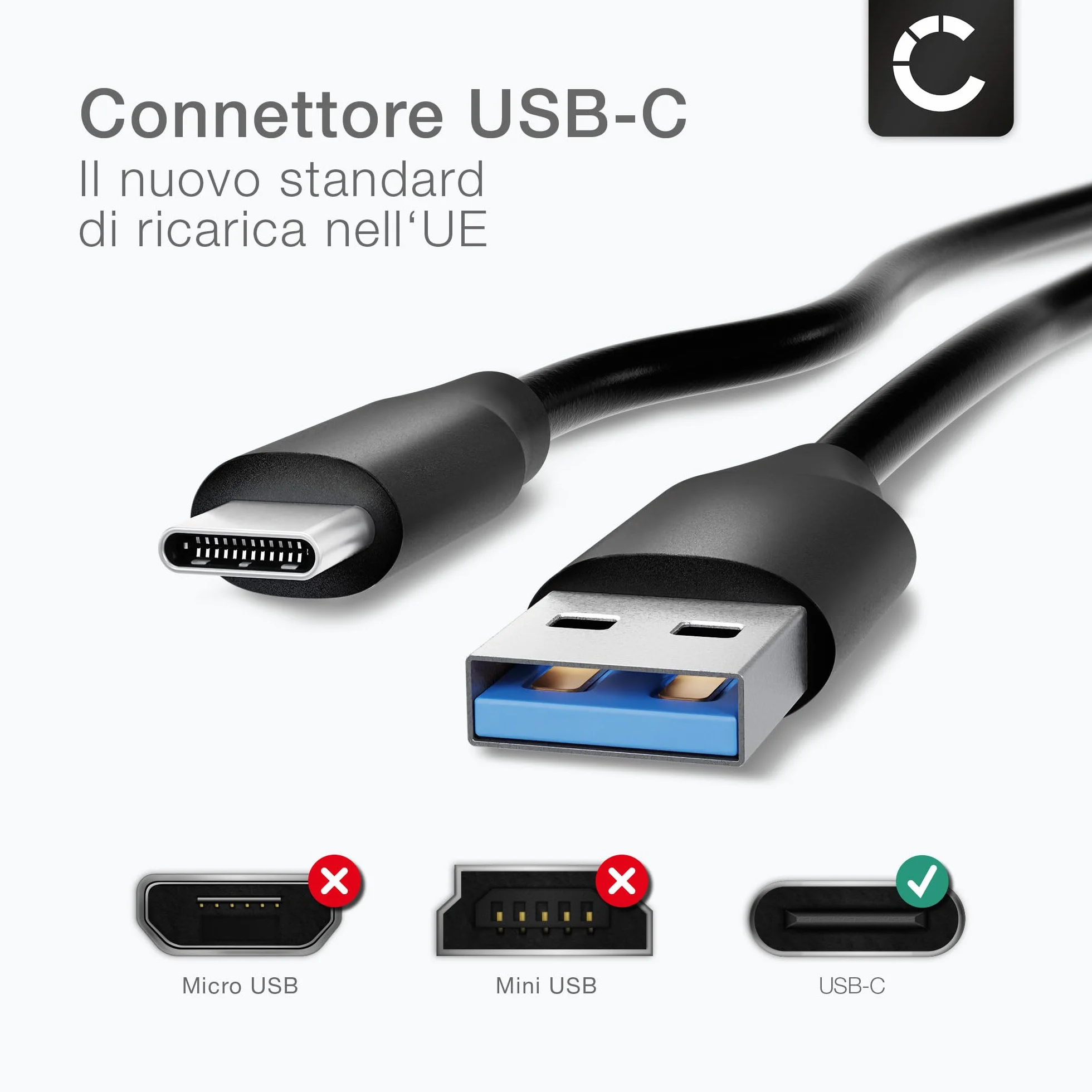 Cavo USB 2.0 compatibile con Garmin Edge 540, 1040, 1040 Solar, Explore 2, 840, inReach Mini 2, Camper 795, 1095, 895 ricarica 3A per navigatore GPS 1m nero