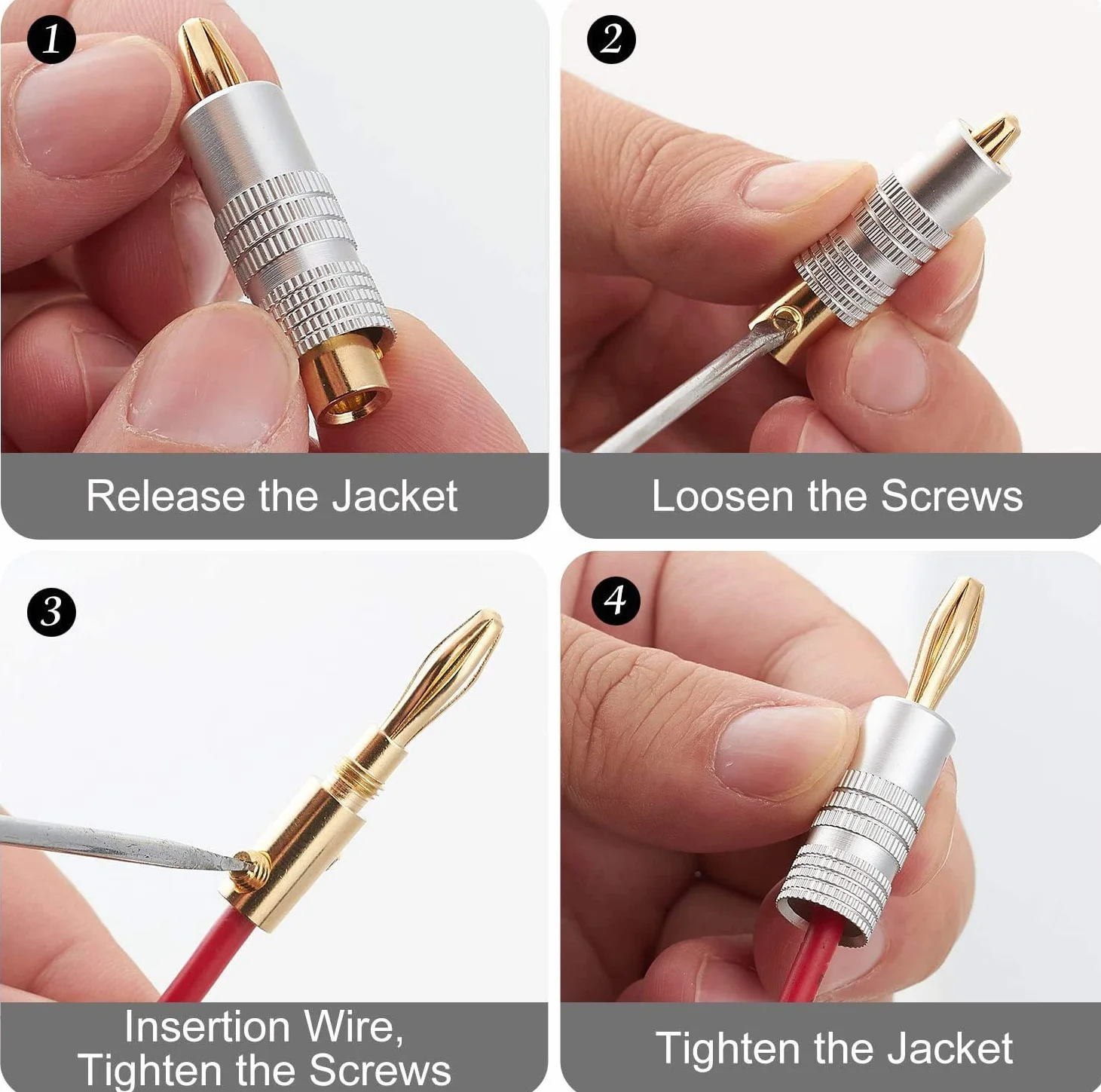 10Pcs Placcato oro 24 K Spina a Banana 4 mm connettore altoparlante per Altoparlanti Hi-Fi, amplificatori, Receiver, impianti Stereo