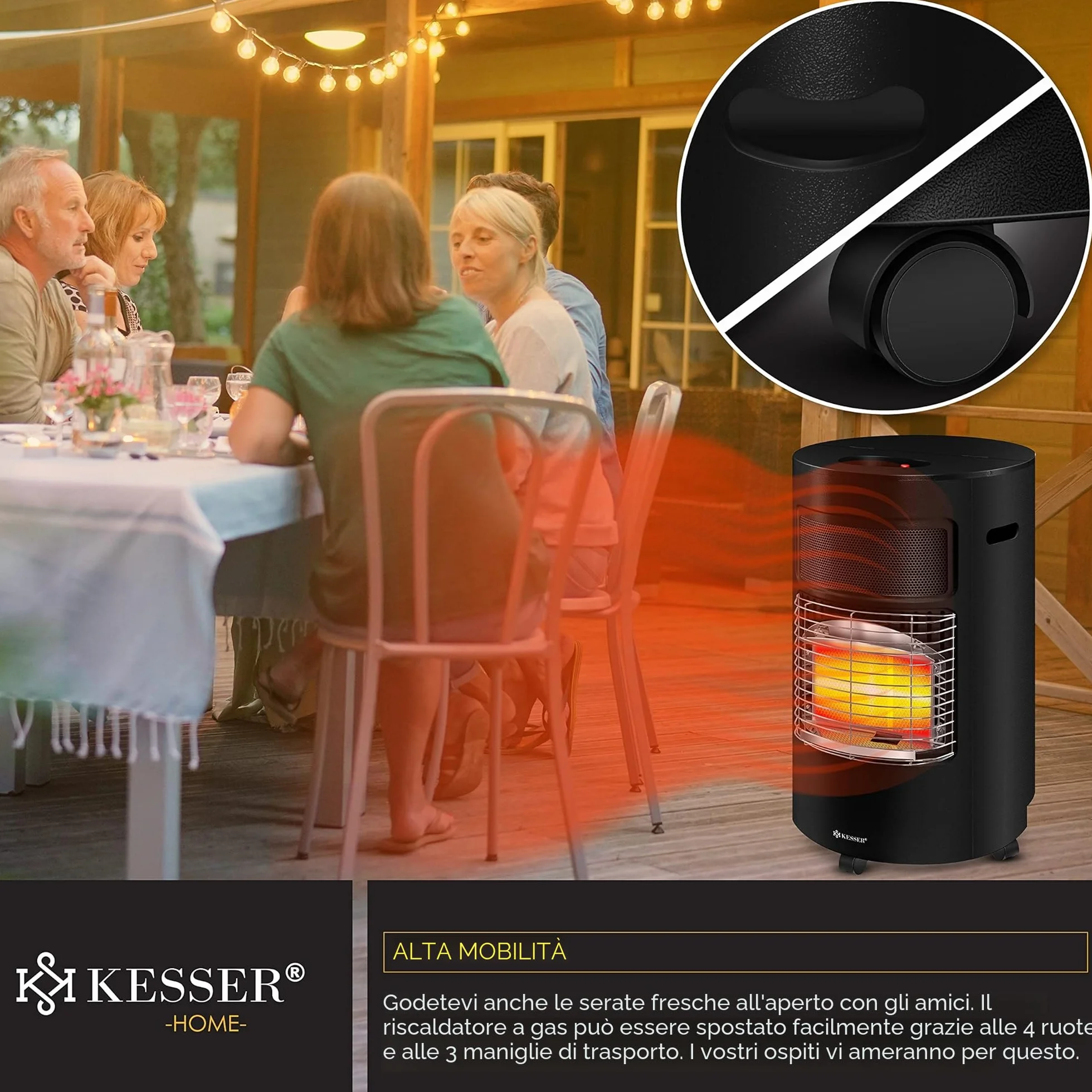 KESSER® Riscaldatore a gas 4200 Watt stufa a infrarossi in ceramica per bombole butano propano